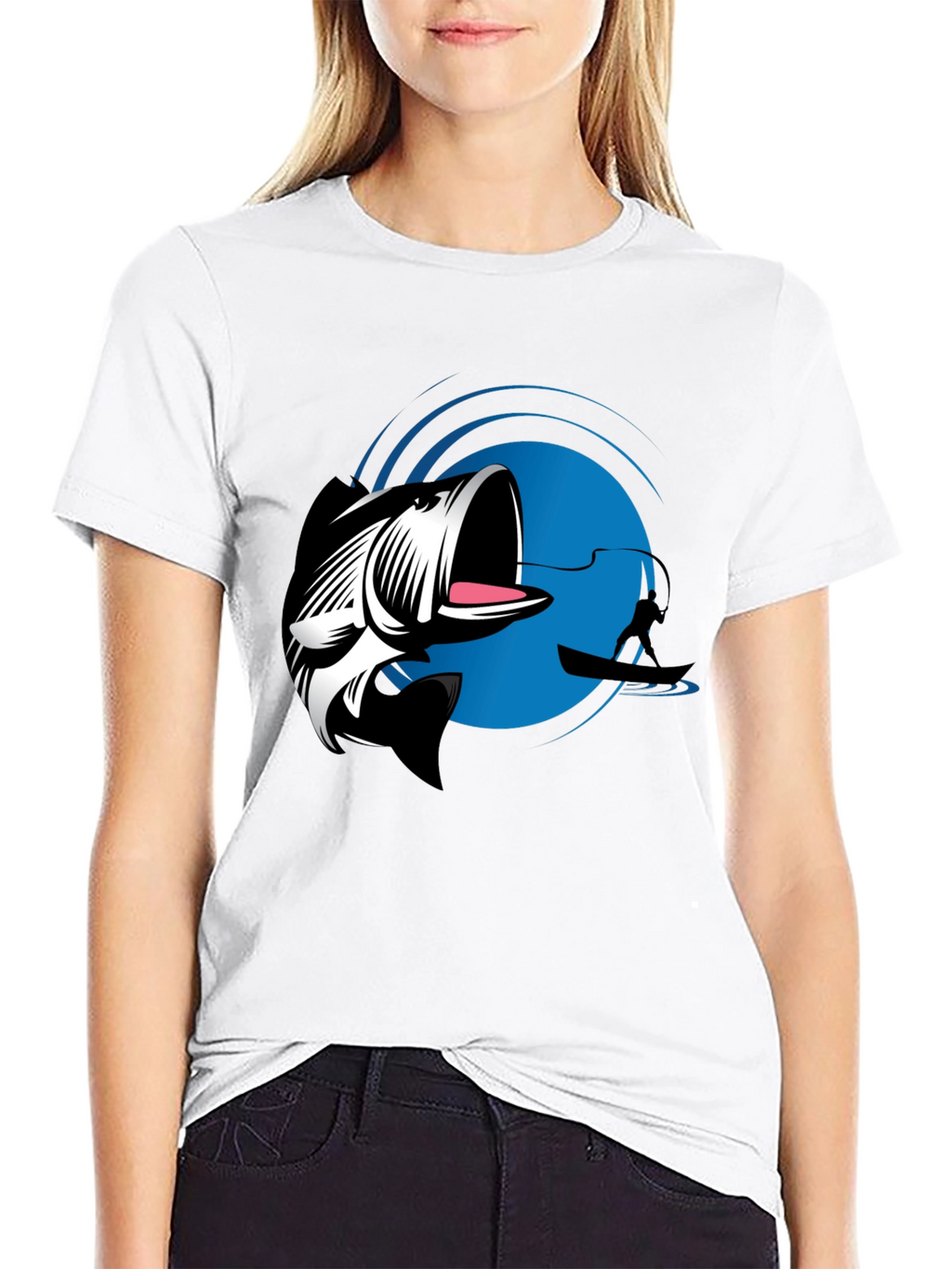Bass Fishing Graphic Tee - Black Cotton T-Shirt