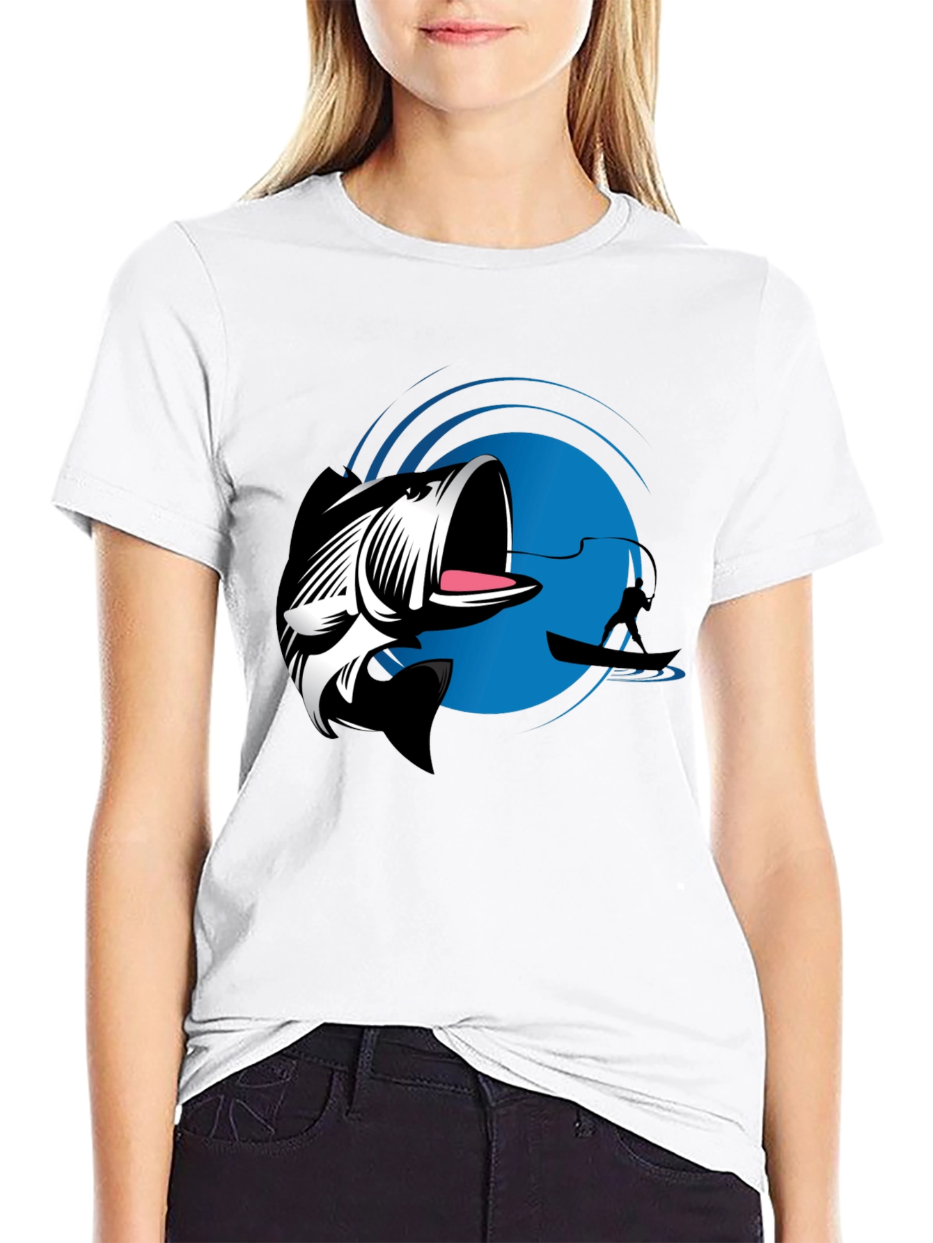 Bass Fishing Graphic Tee - Black Cotton T-Shirt