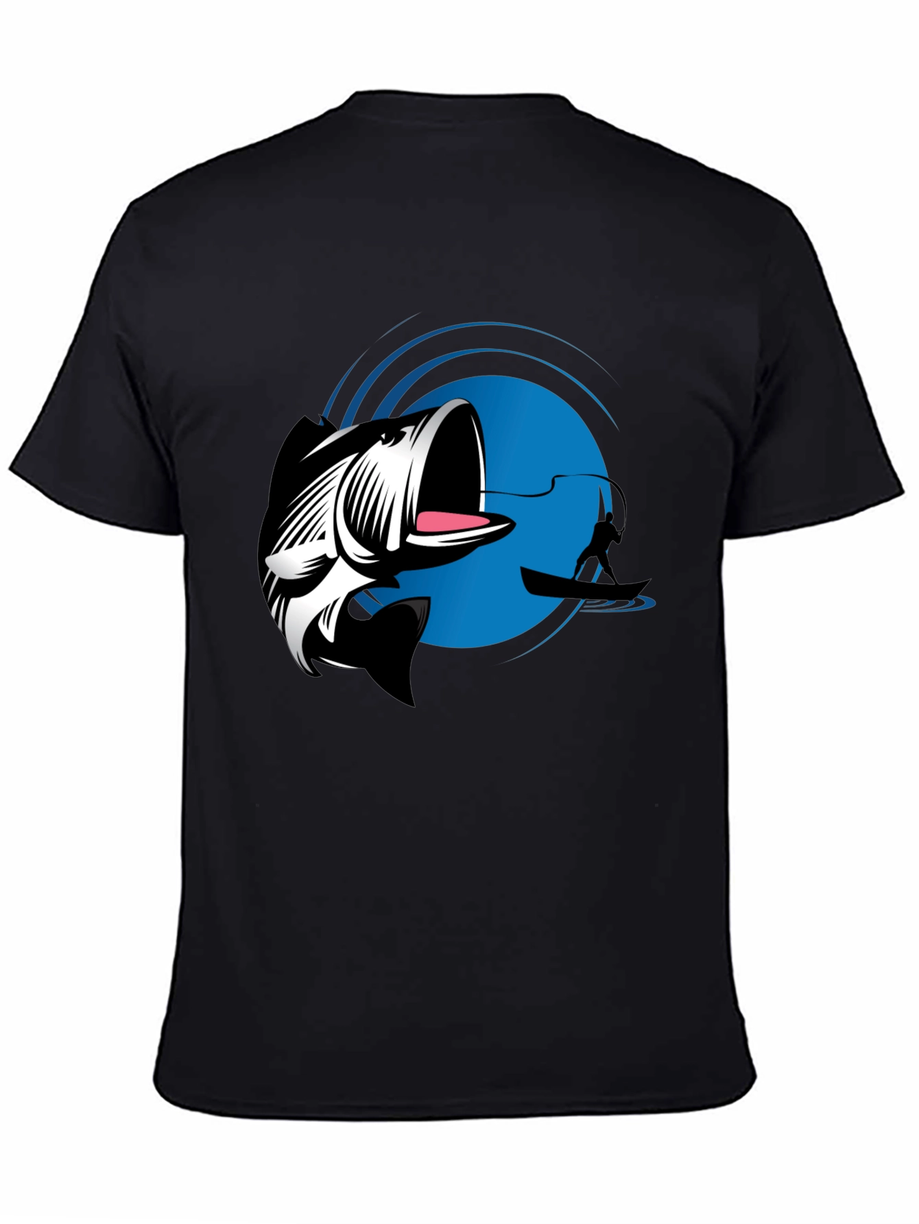 Bass Fishing Graphic Tee - Black Cotton T-Shirt