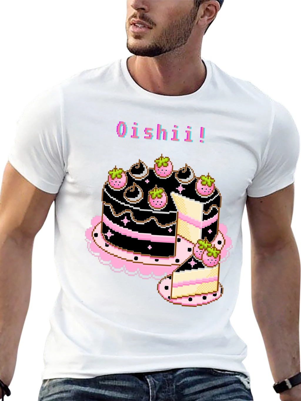 Pixel Art Oishii Cake T-Shirt