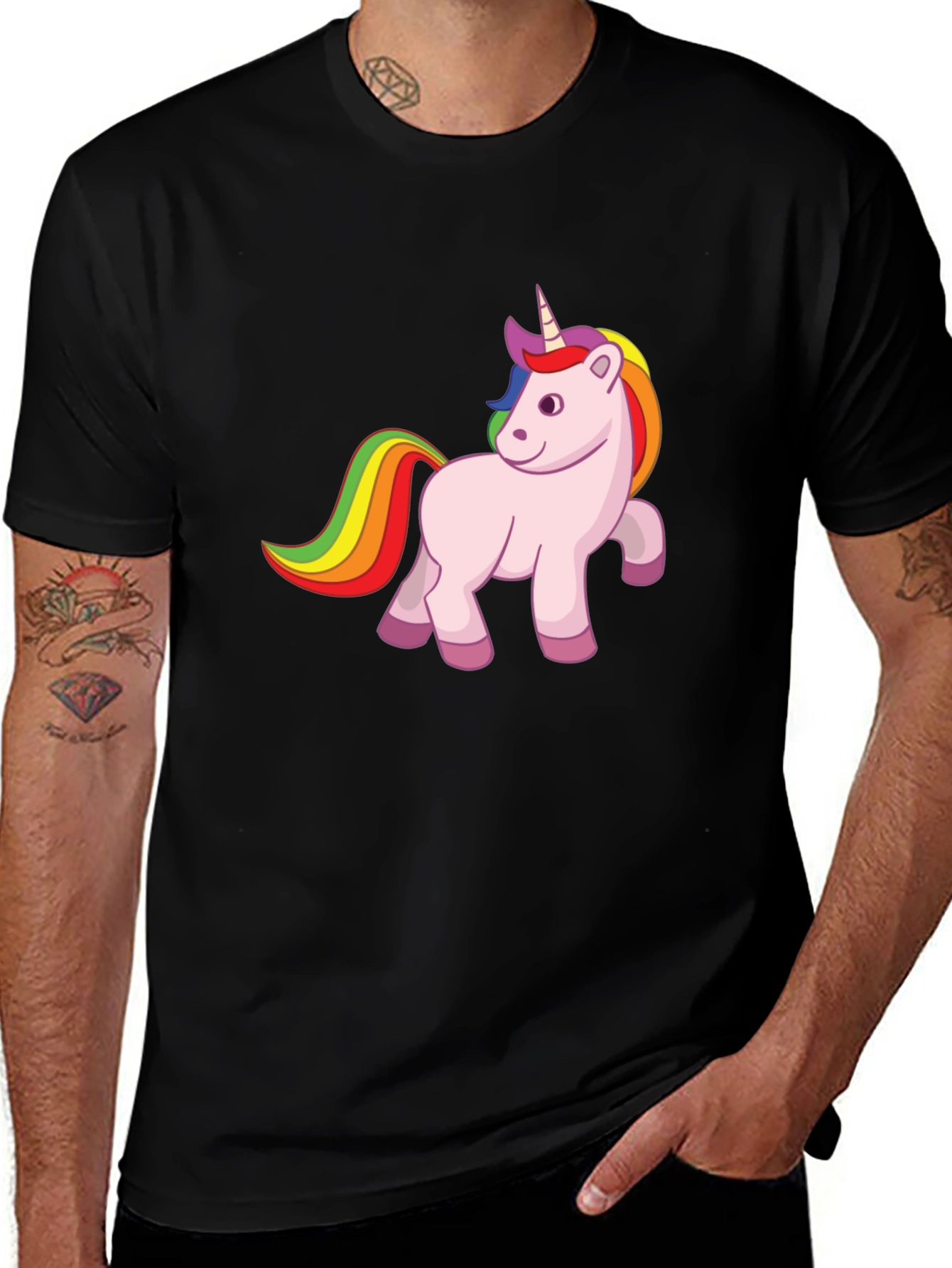 Unicorn Graphic Tee - Mens Black T-Shirt