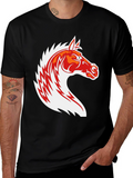 Black T-Shirt with Horse Graphic