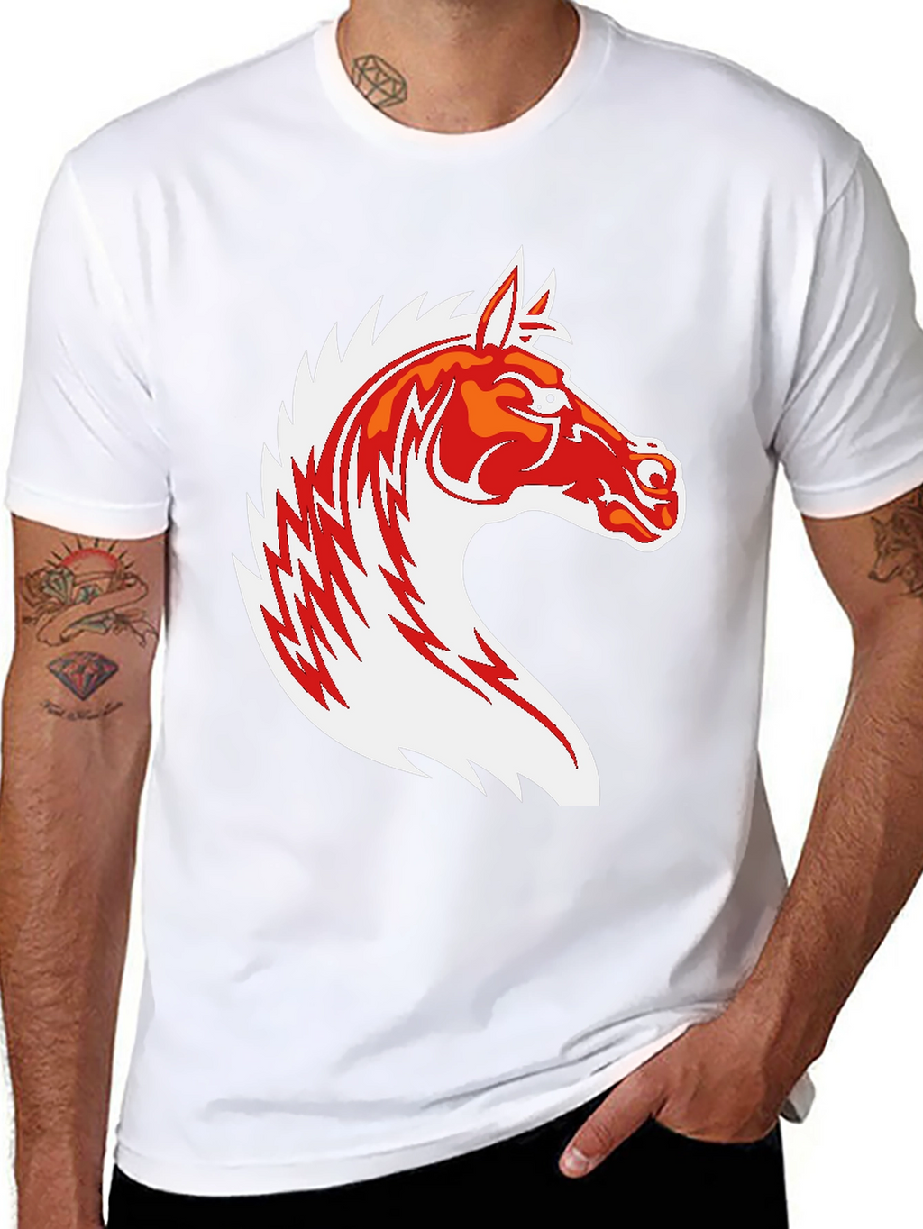 Black T-Shirt with Horse Graphic