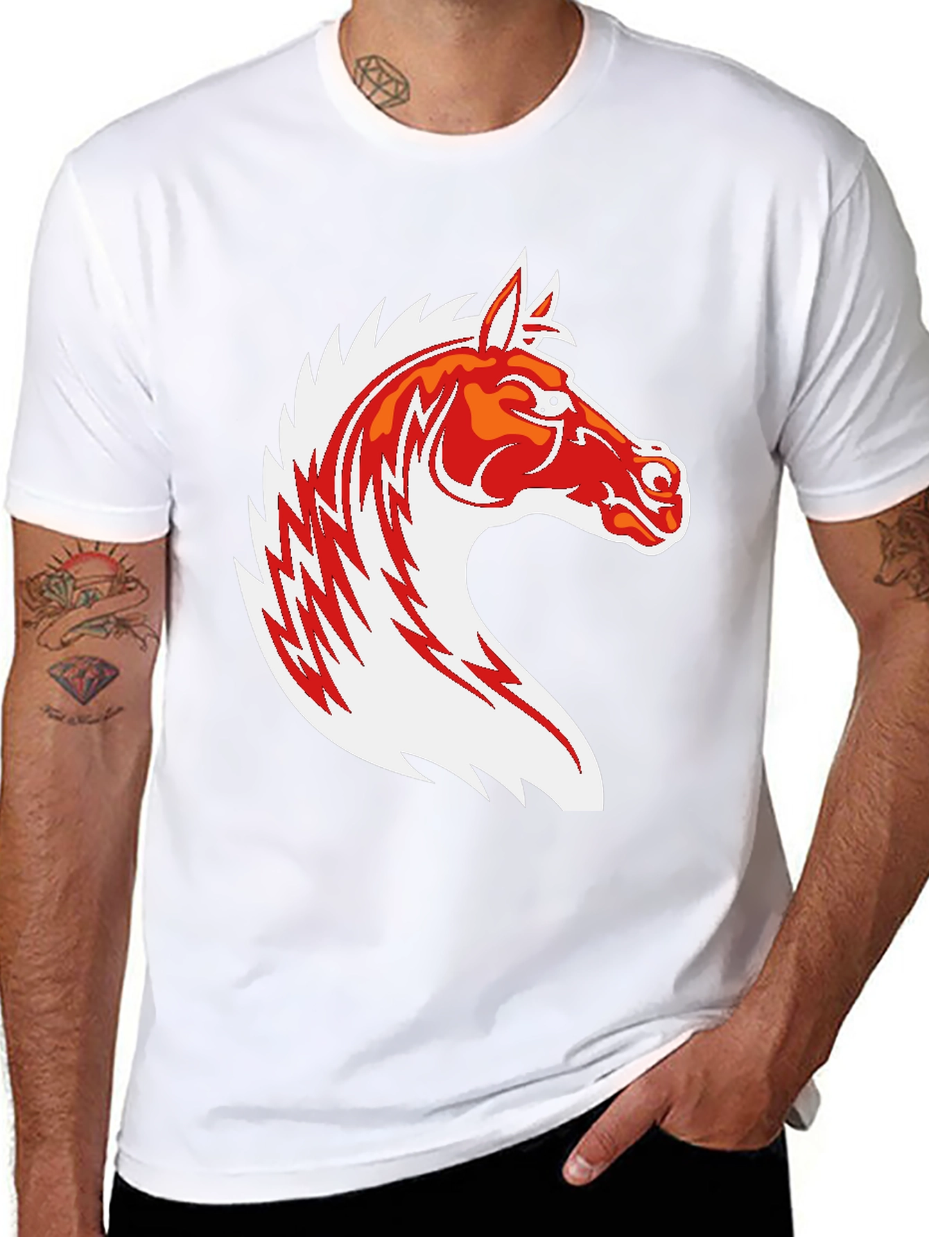 Black T-Shirt with Horse Graphic