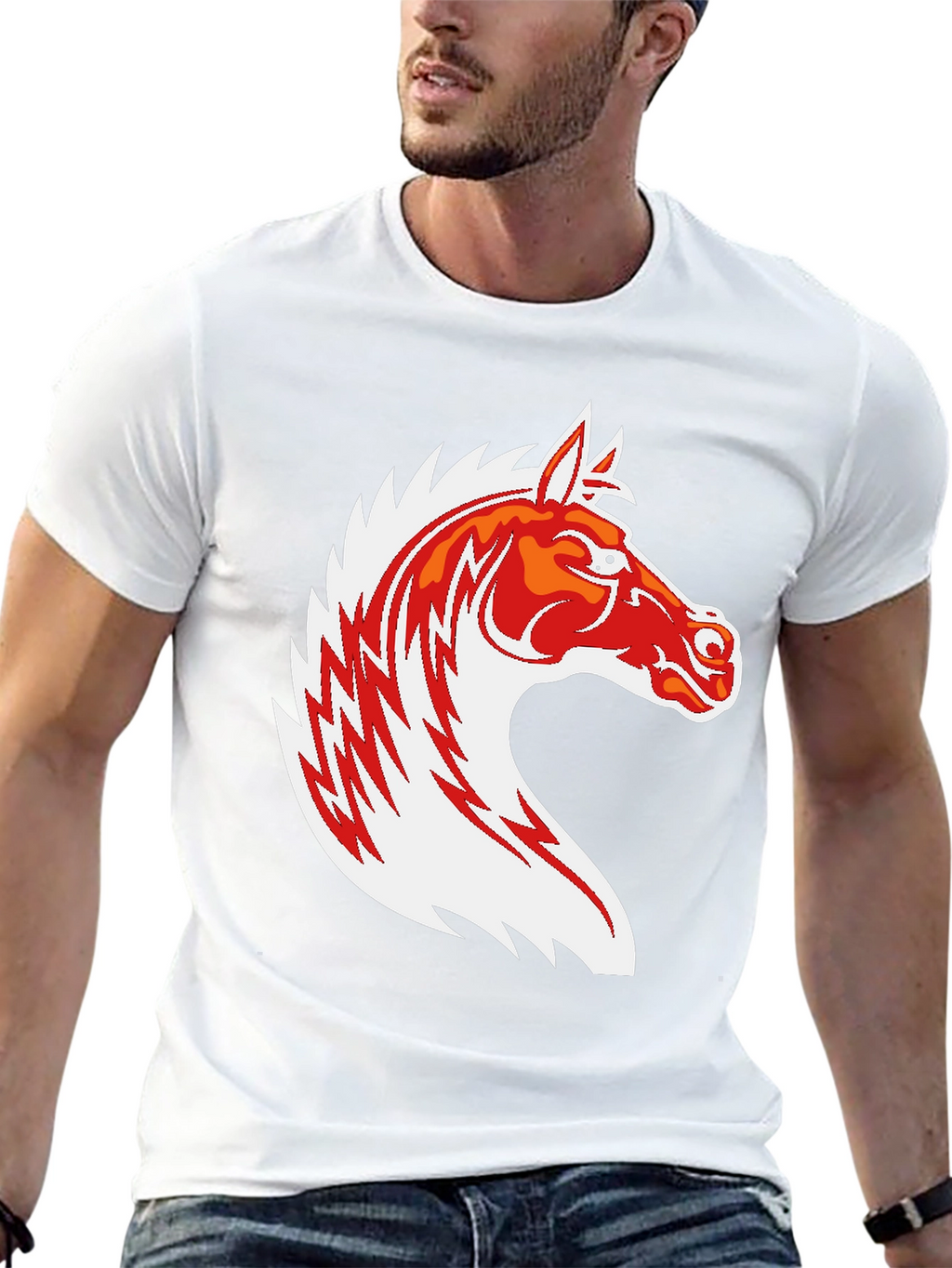 Black T-Shirt with Horse Graphic
