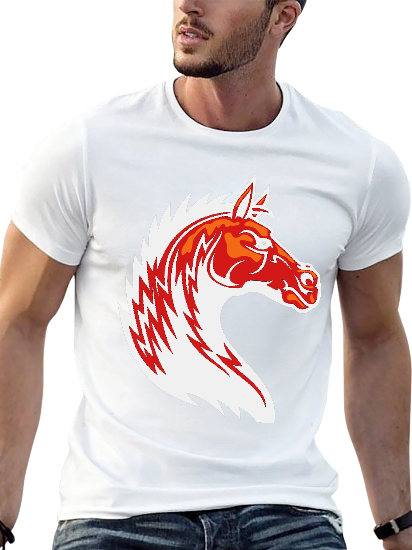 Black T-Shirt with Horse Graphic