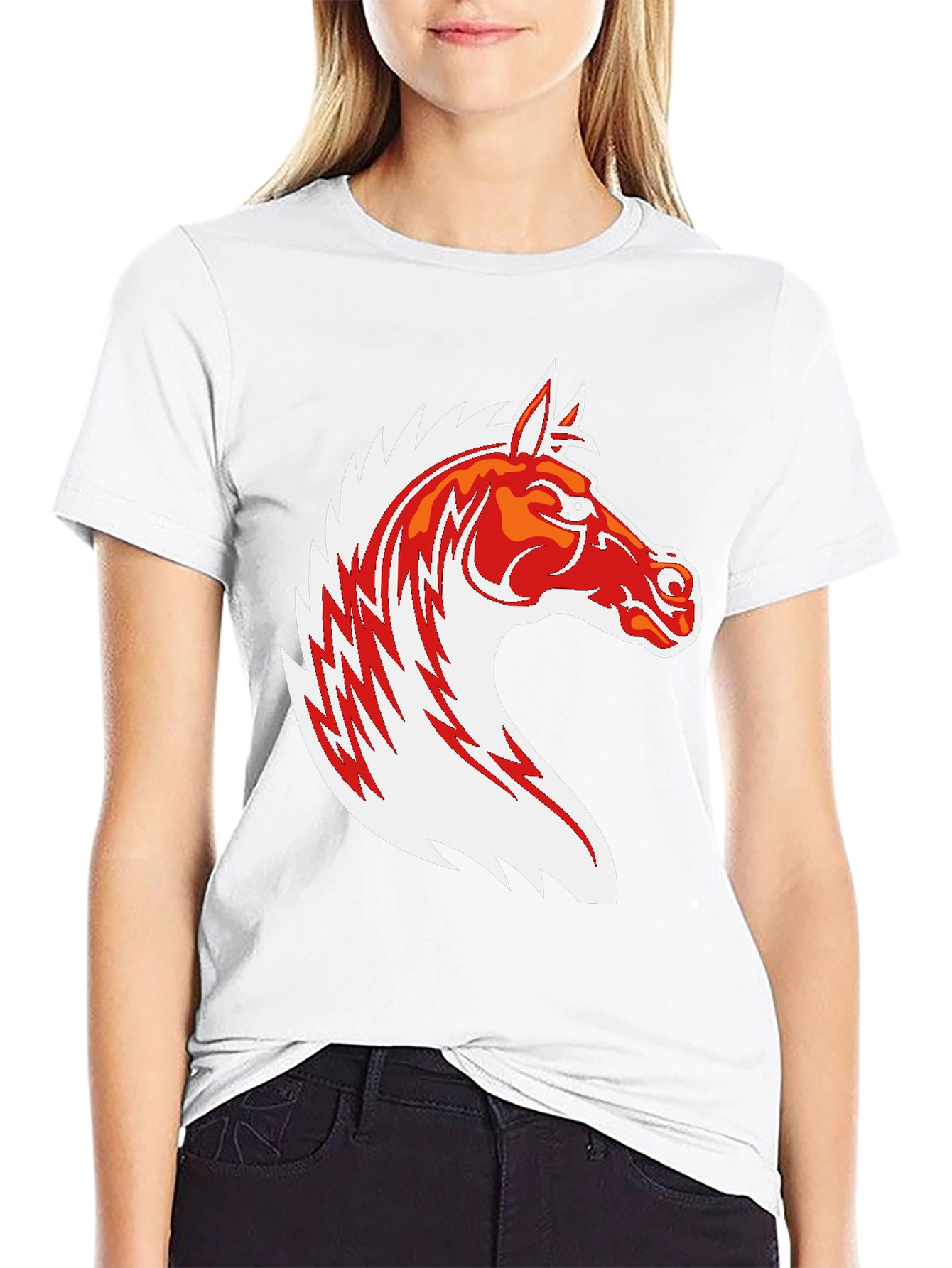 Black T-Shirt with Horse Graphic