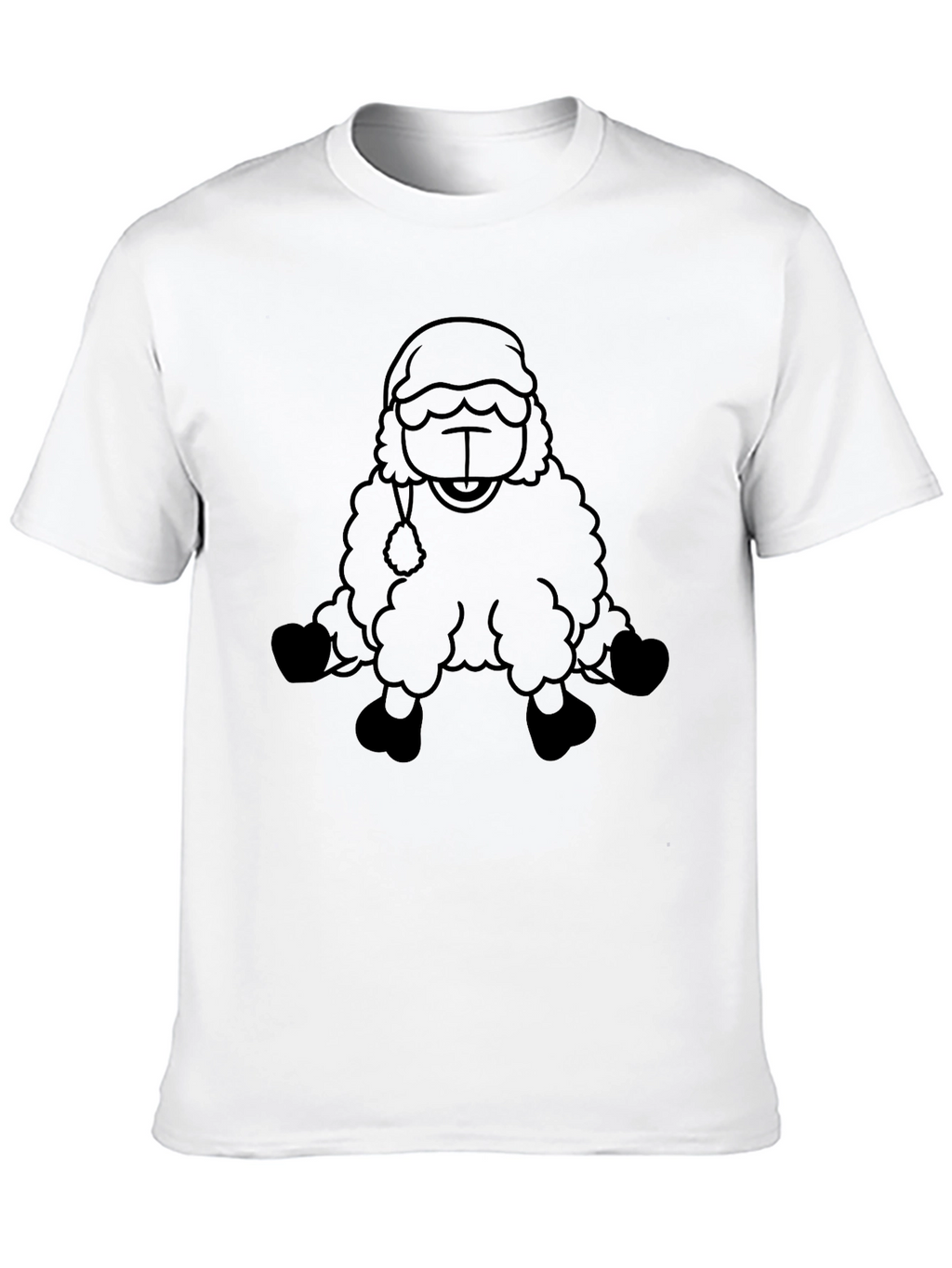 Cartoon Sheep Graphic Black T-Shirt
