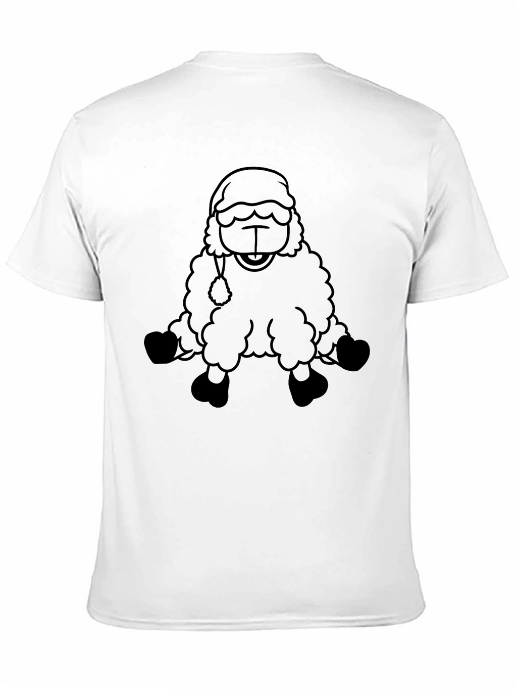 Cartoon Sheep Graphic Black T-Shirt