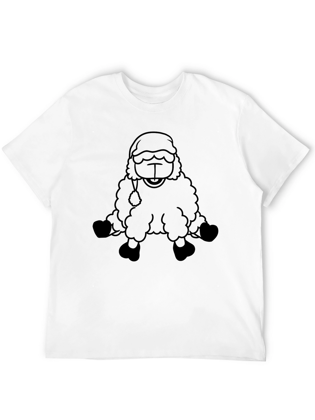 Cartoon Sheep Graphic Black T-Shirt