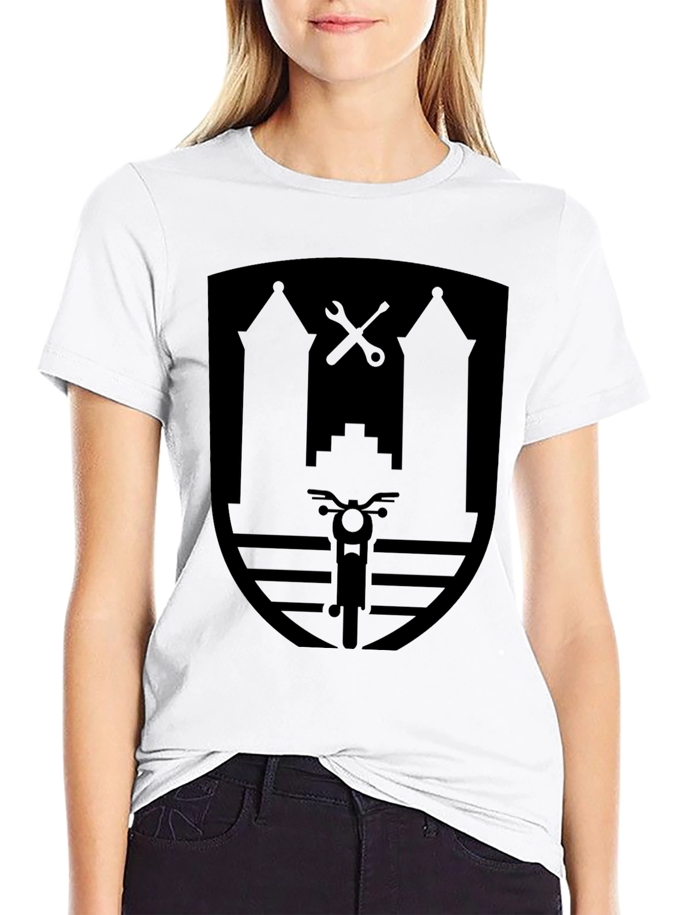 Motorcycle Shield Graphic Black T-Shirt