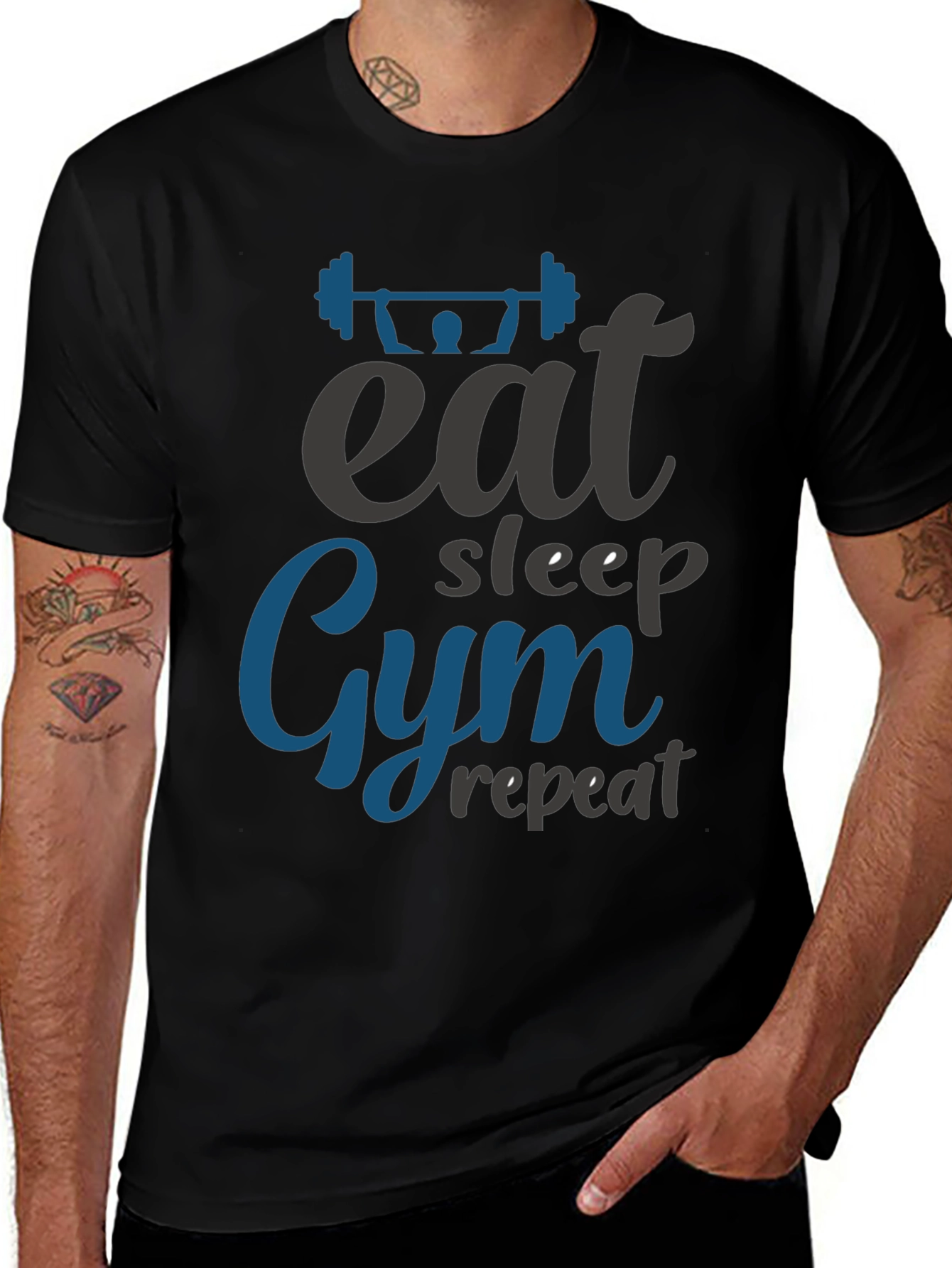 Eat Sleep Gym Repeat Graphic Tee - Fitness Lifestyle T-Shirt