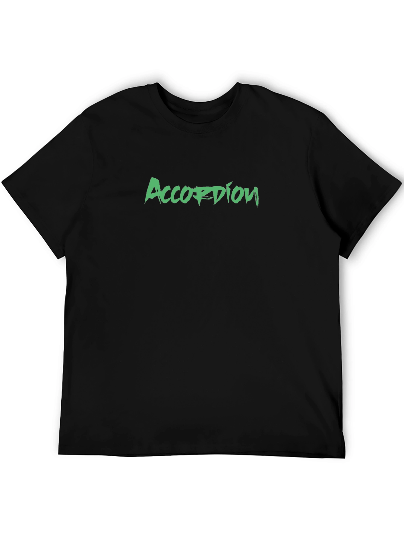 Accordion Tee - Green Graphic on Black Cotton
