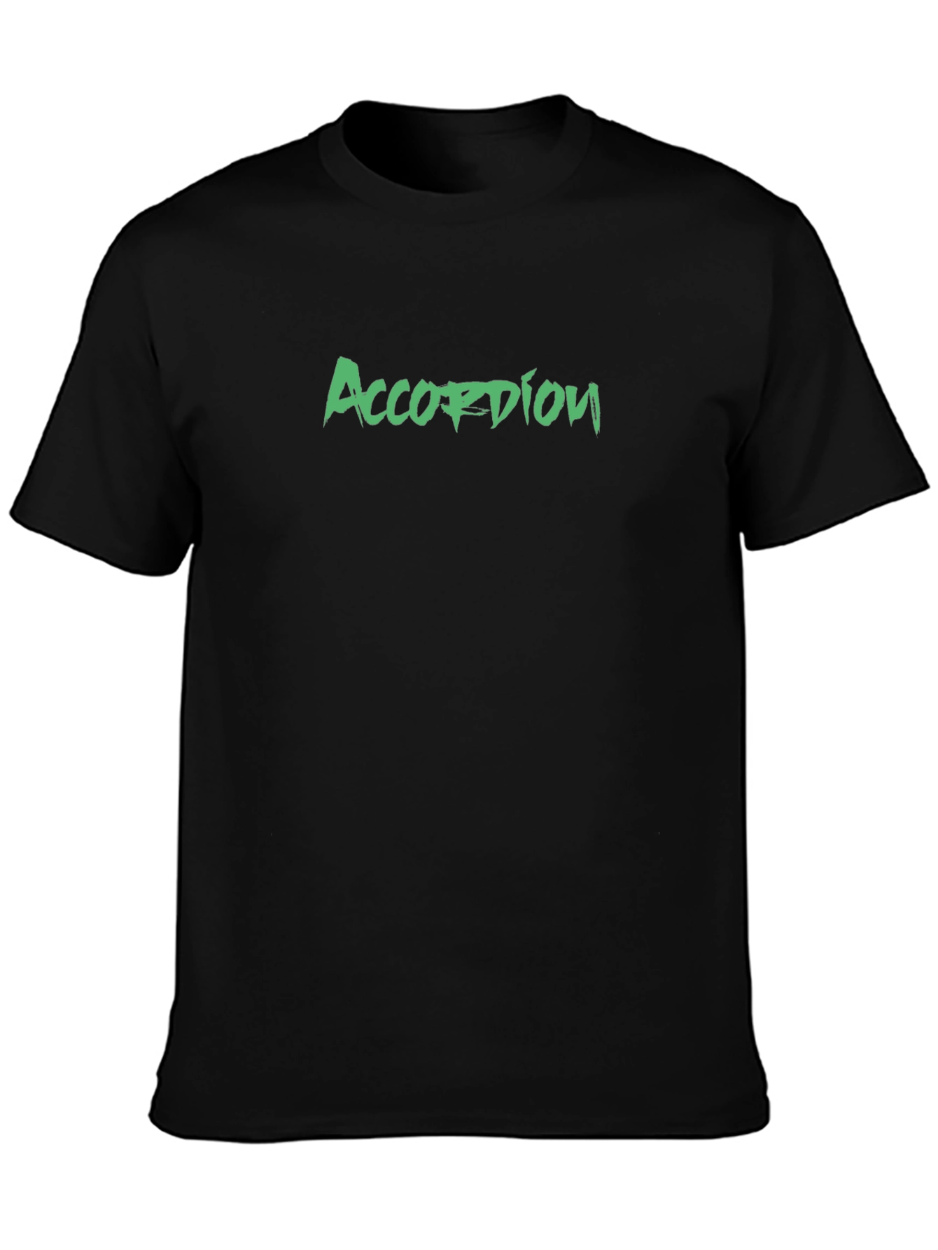 Accordion Tee - Green Graphic on Black Cotton