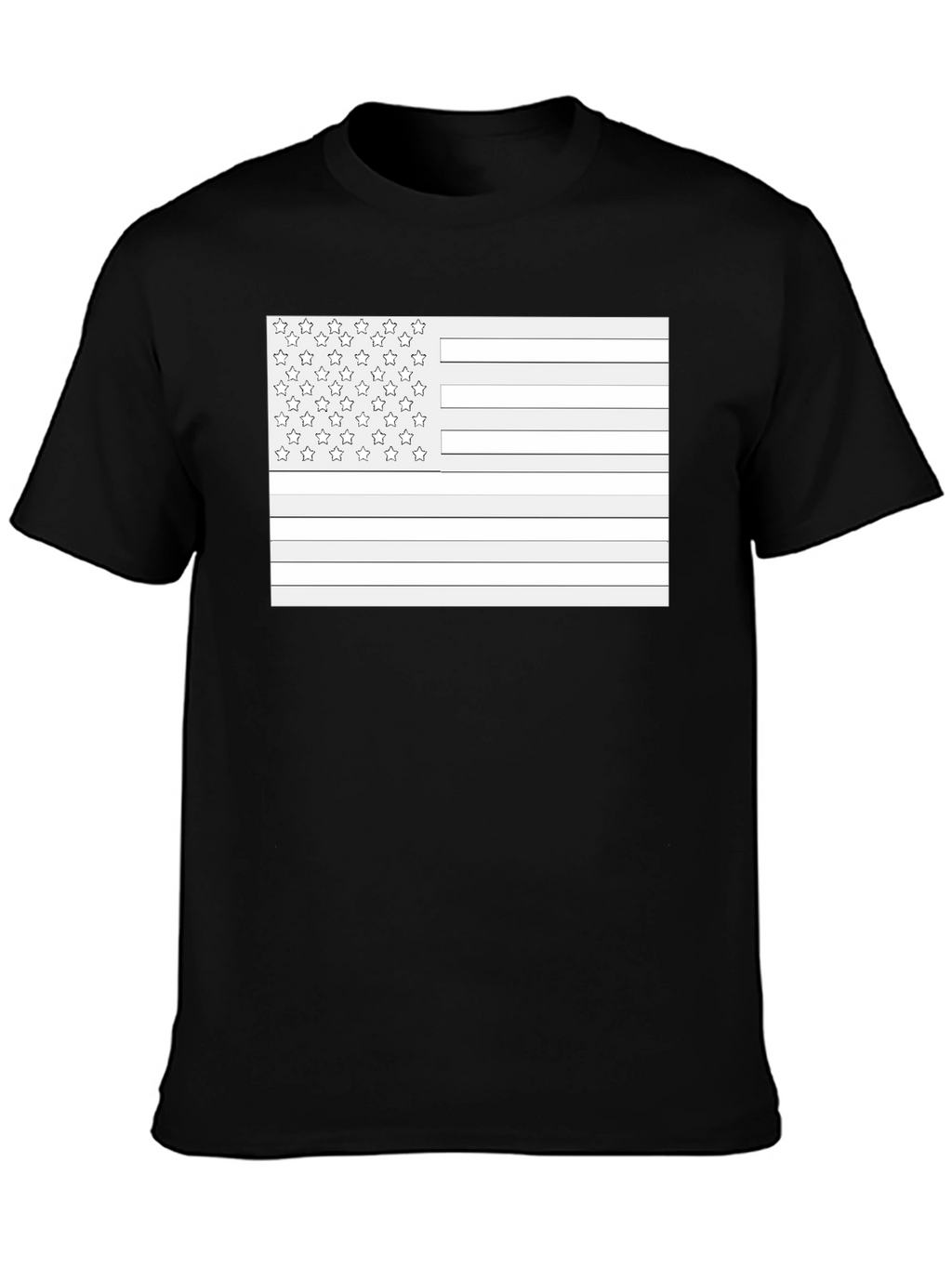 American Flag Outline Black T-Shirt