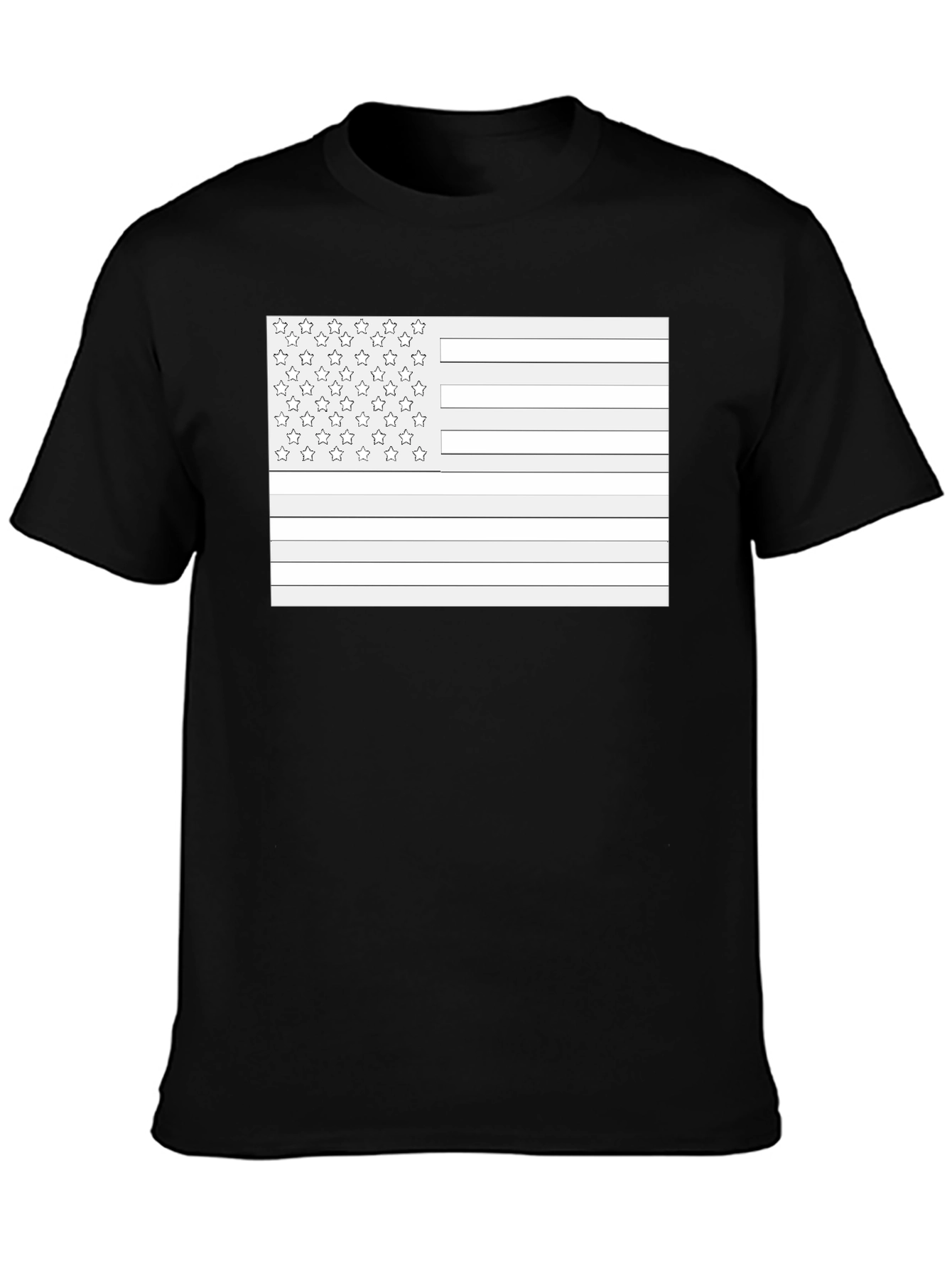 American Flag Outline Black T-Shirt