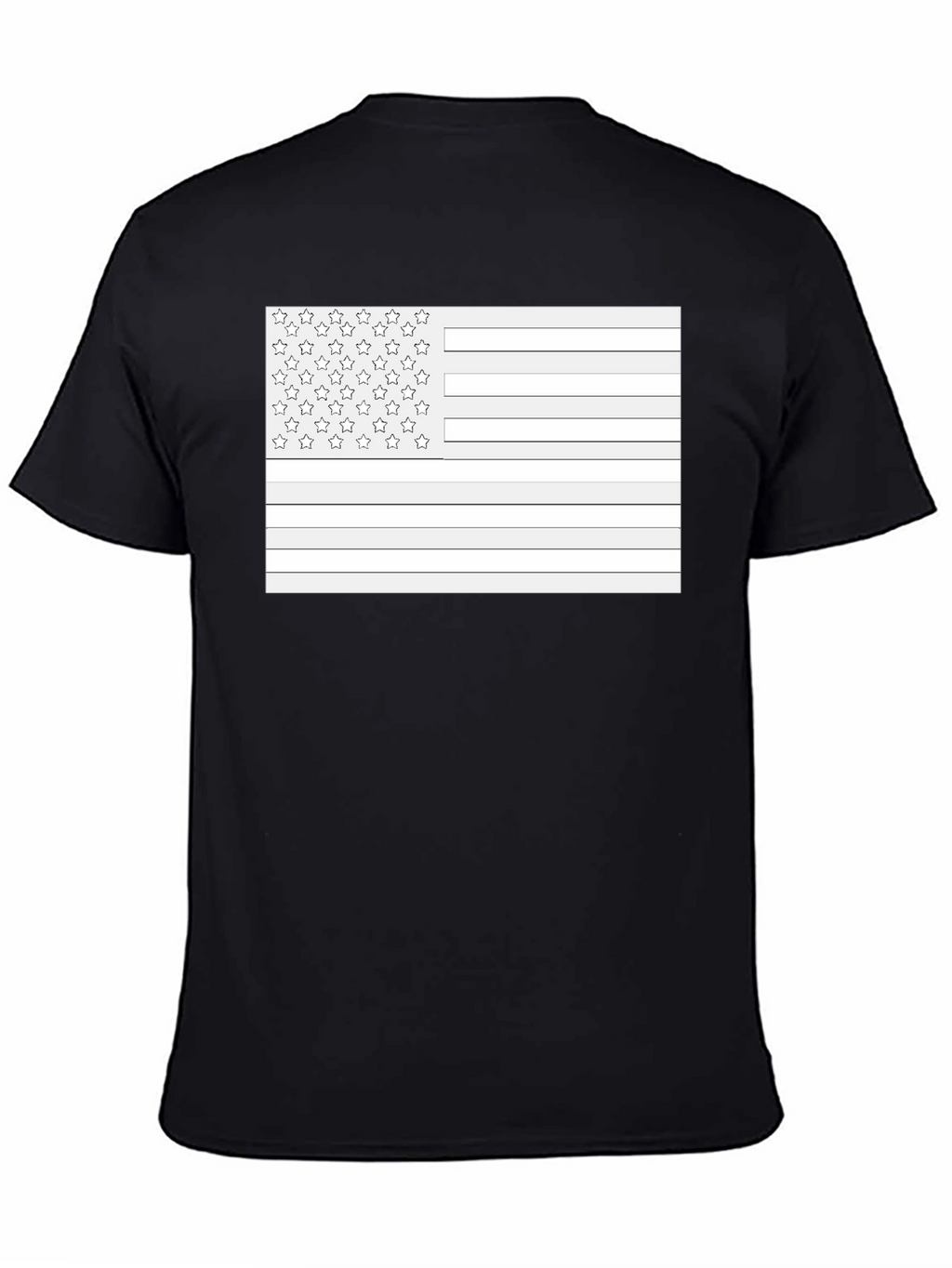 American Flag Outline Black T-Shirt