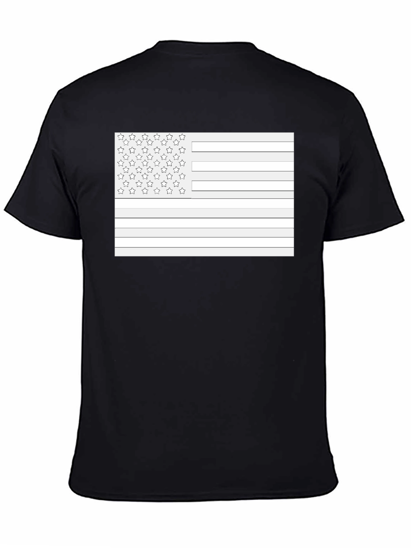 American Flag Outline Black T-Shirt