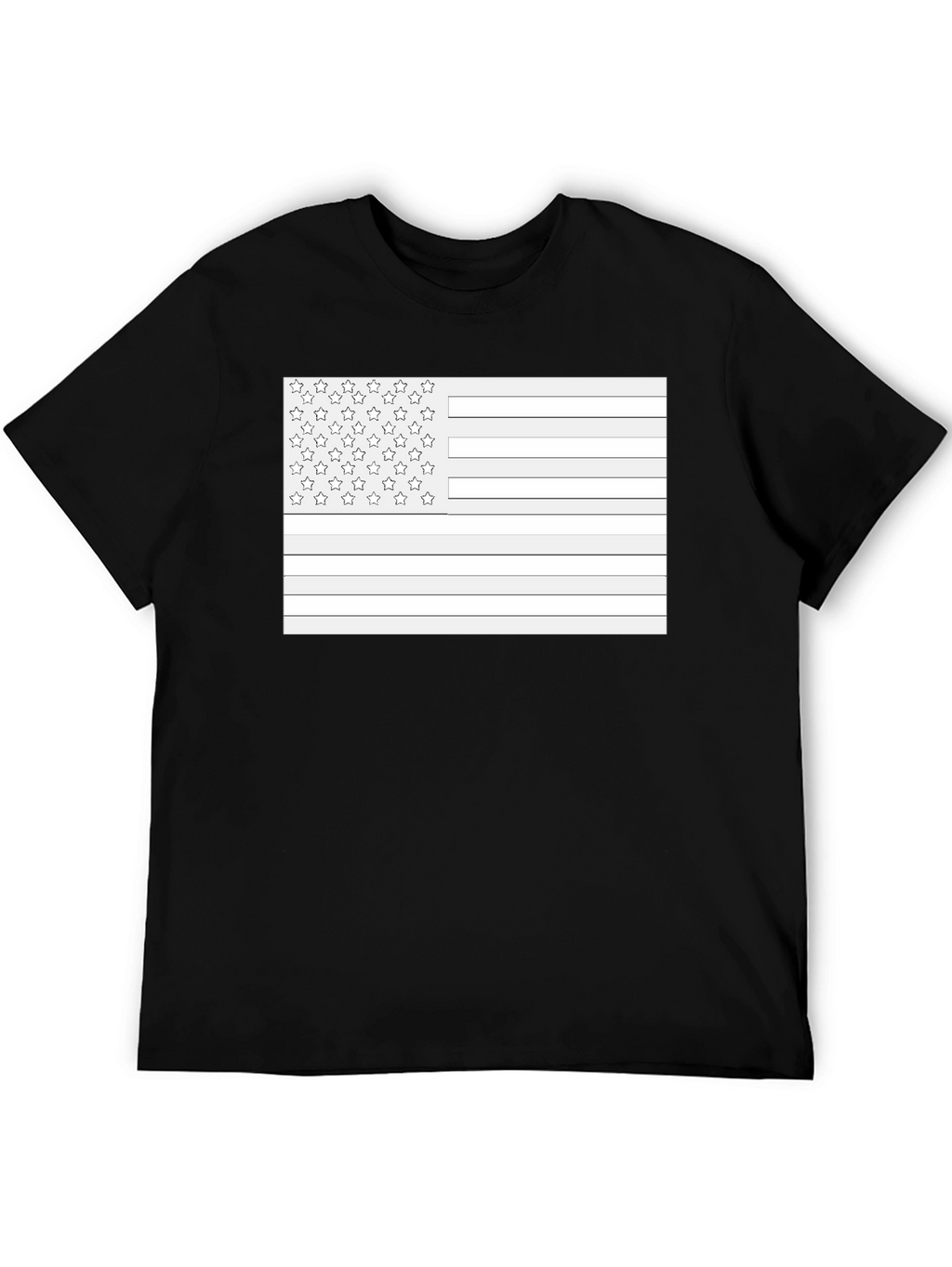 American Flag Outline Black T-Shirt