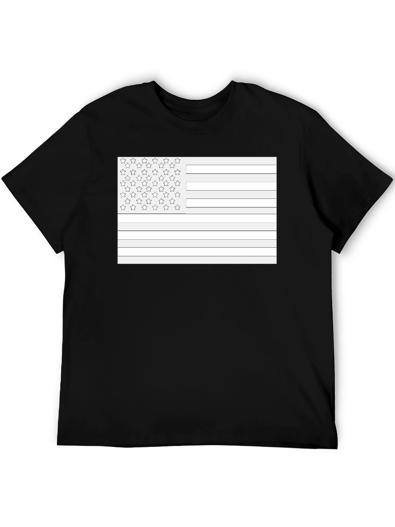 American Flag Outline Black T-Shirt