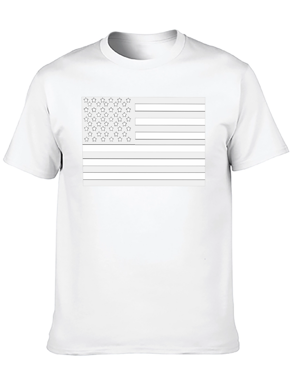 American Flag Outline Black T-Shirt