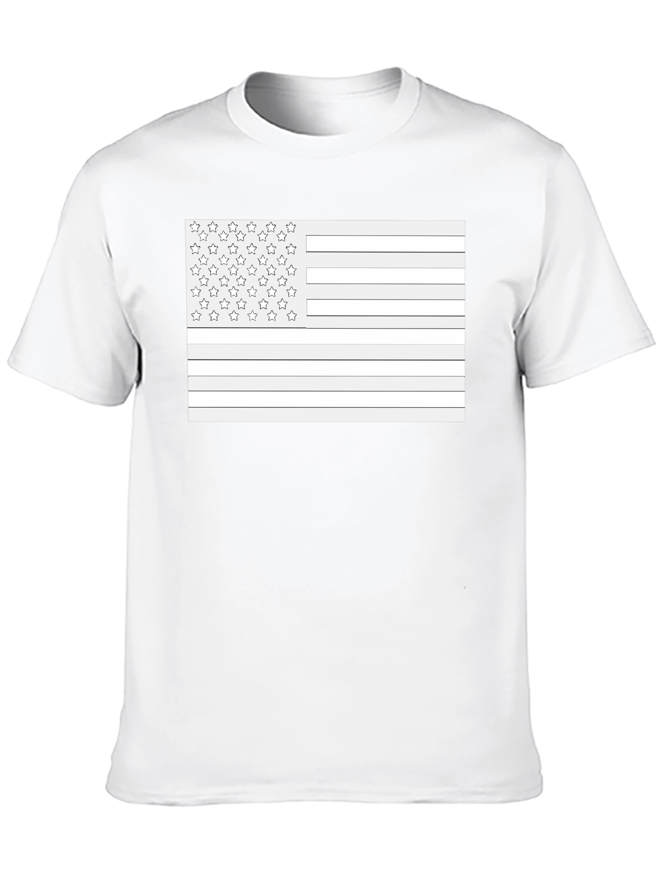 American Flag Outline Black T-Shirt