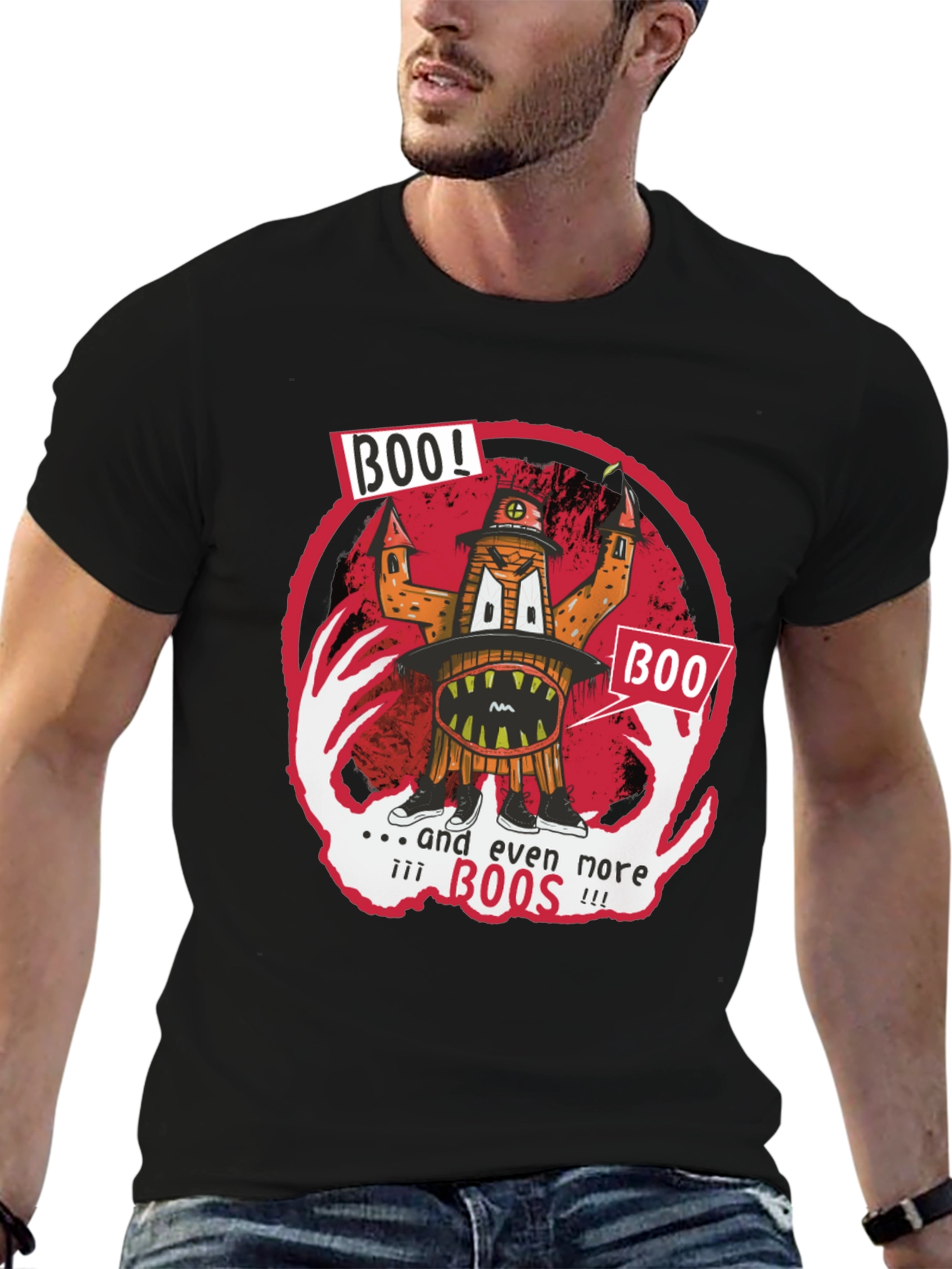 Boo! Graphic Print T-Shirt - Halloween Fun