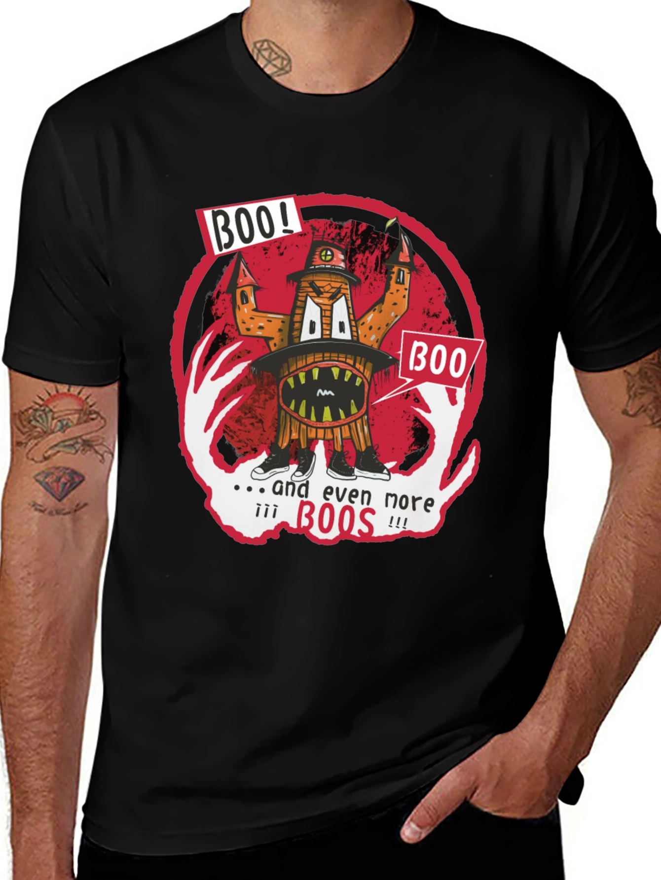 Boo! Graphic Print T-Shirt - Halloween Fun