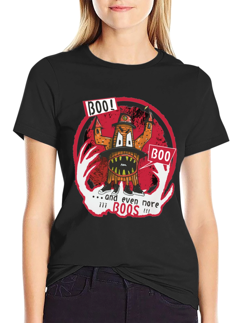 Boo! Graphic Print T-Shirt - Halloween Fun