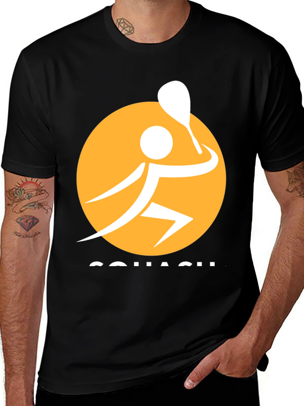 Squash Player Graphic Tee - Sporty Black T-Shirt