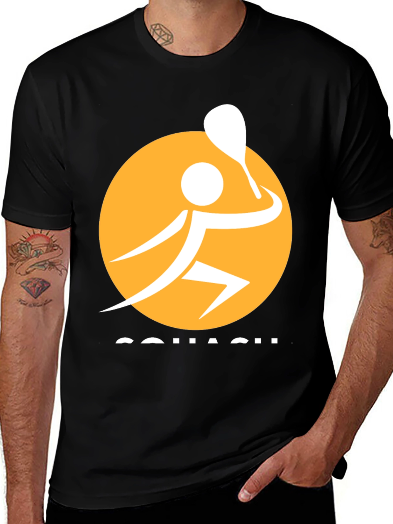 Squash Player Graphic Tee - Sporty Black T-Shirt
