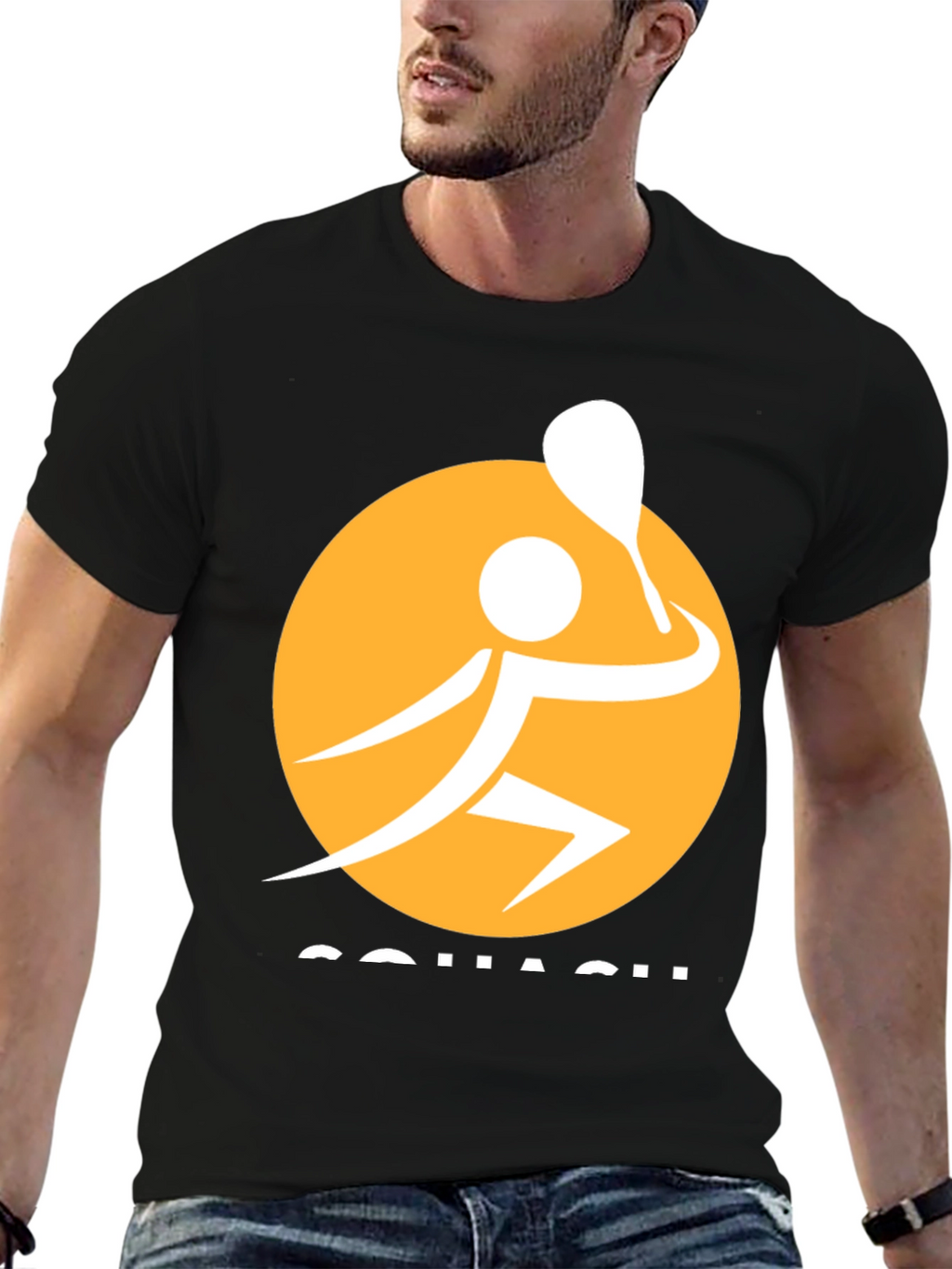 Squash Player Graphic Tee - Sporty Black T-Shirt