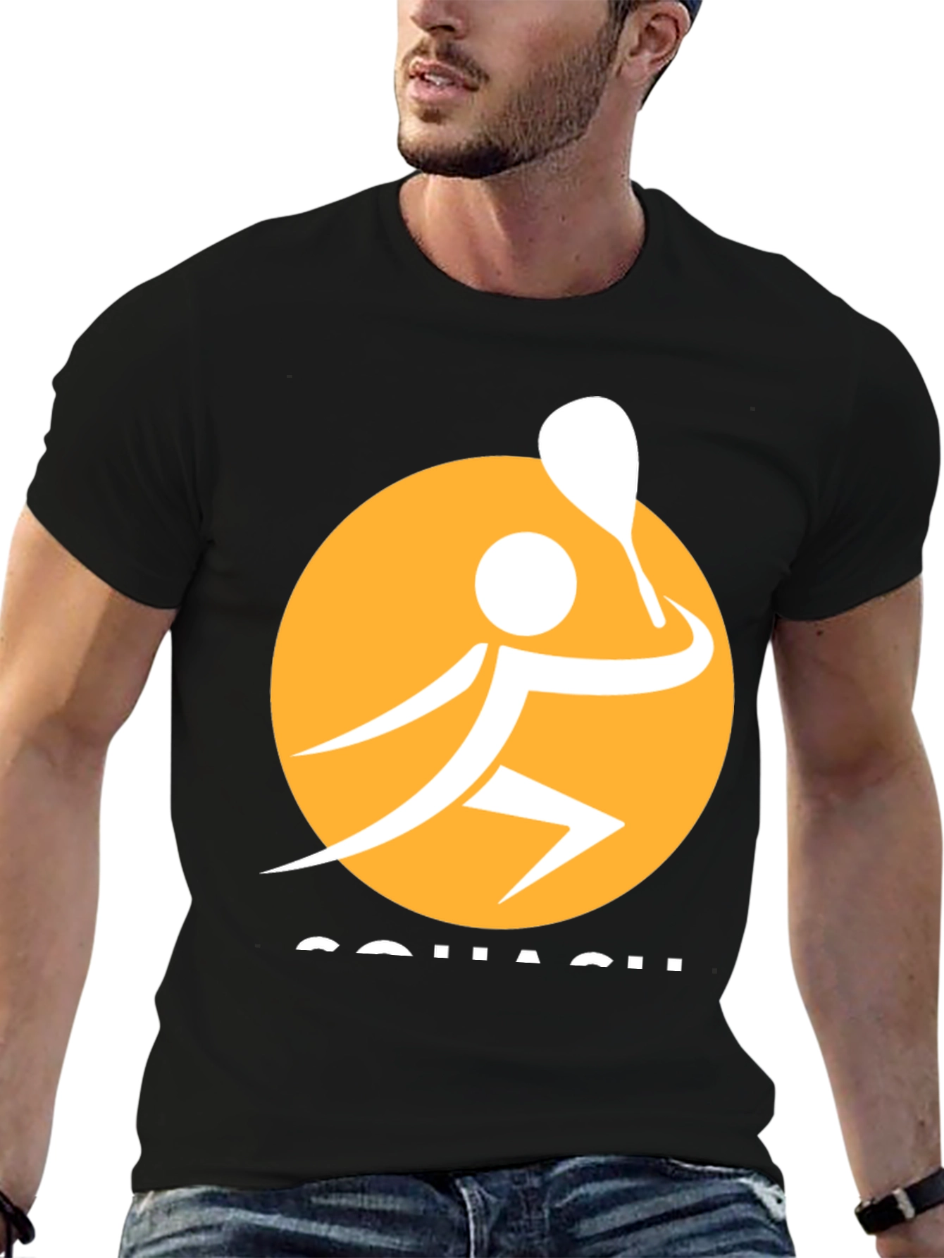 Squash Player Graphic Tee - Sporty Black T-Shirt