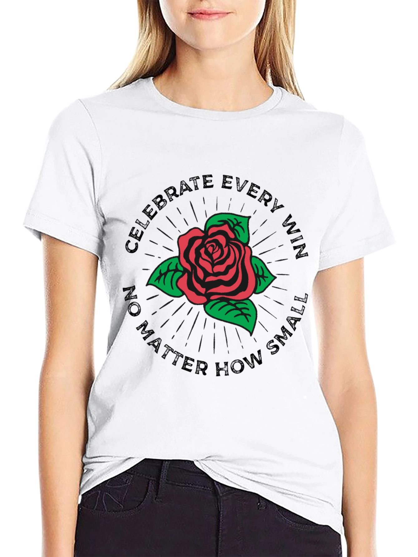 Celebrate Every Win Rose Graphic T-Shirt