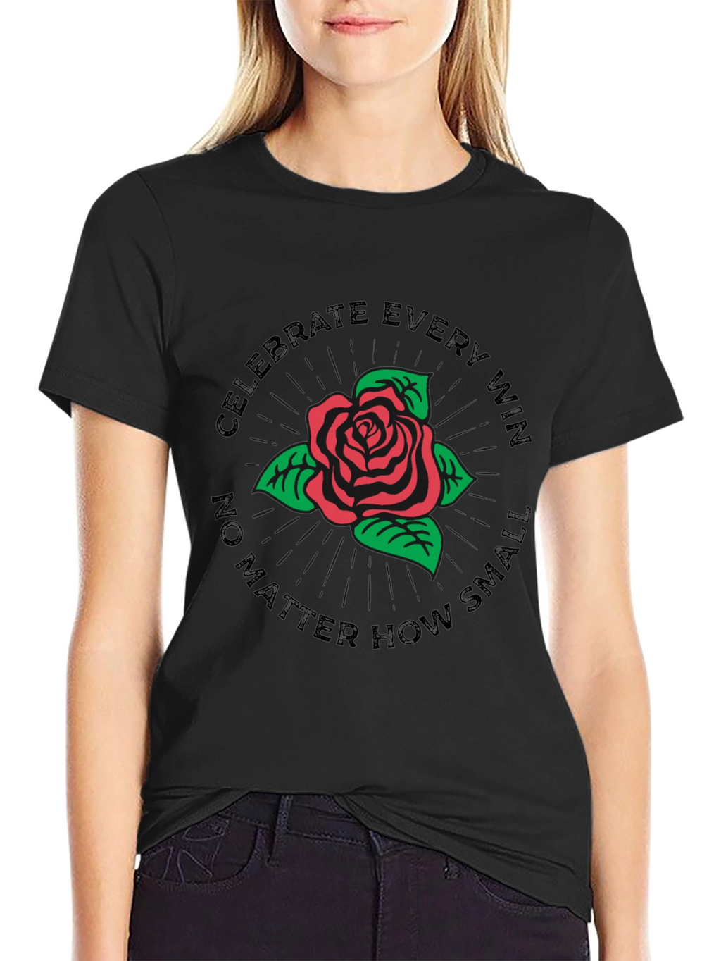 Celebrate Every Win Rose Graphic T-Shirt