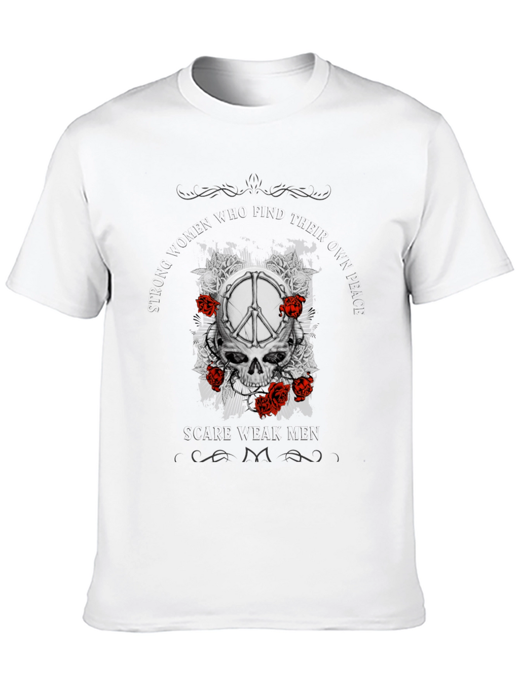 Skull & Peace Sign Graphic Print T-Shirt