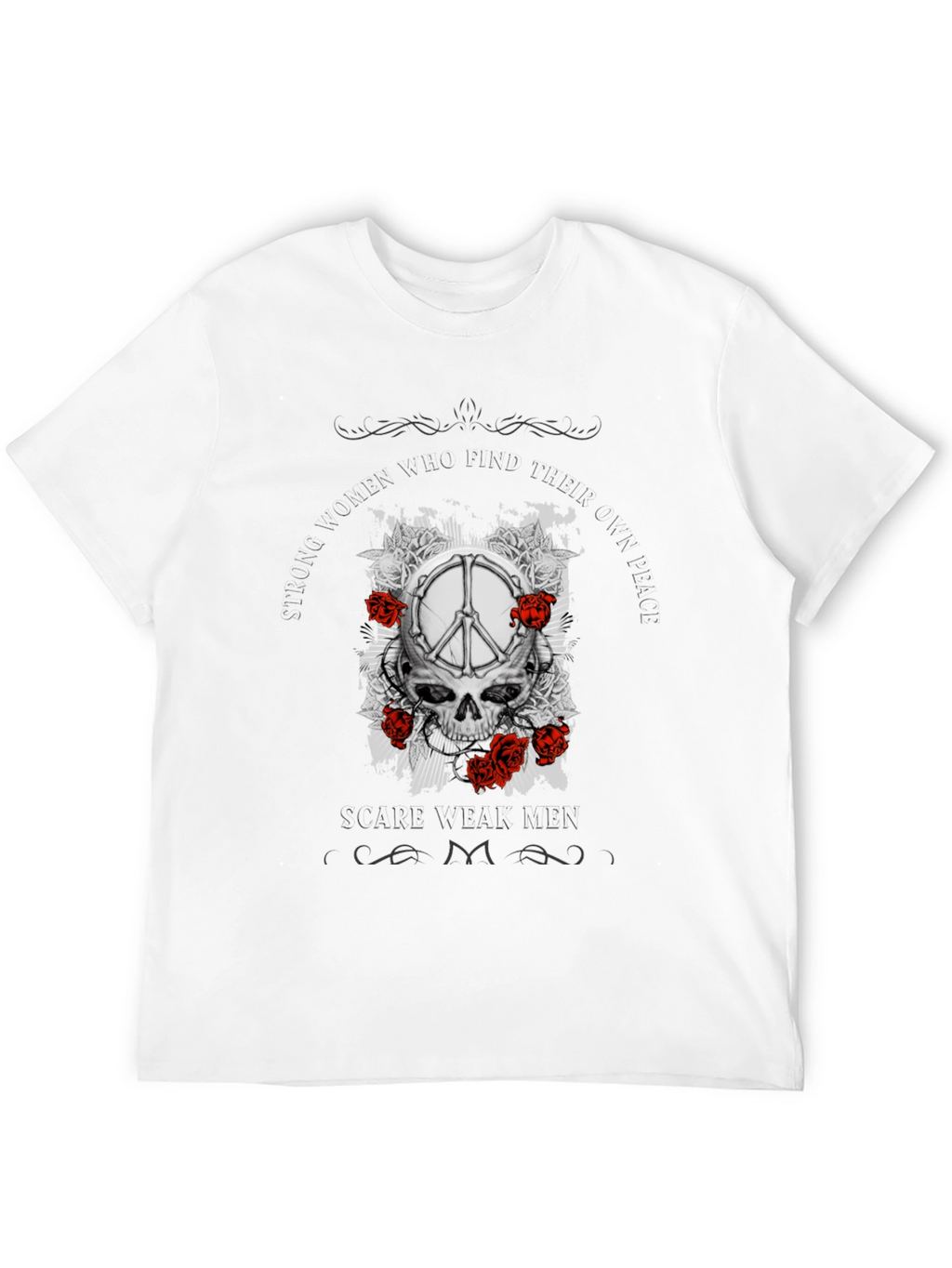 Skull & Peace Sign Graphic Print T-Shirt