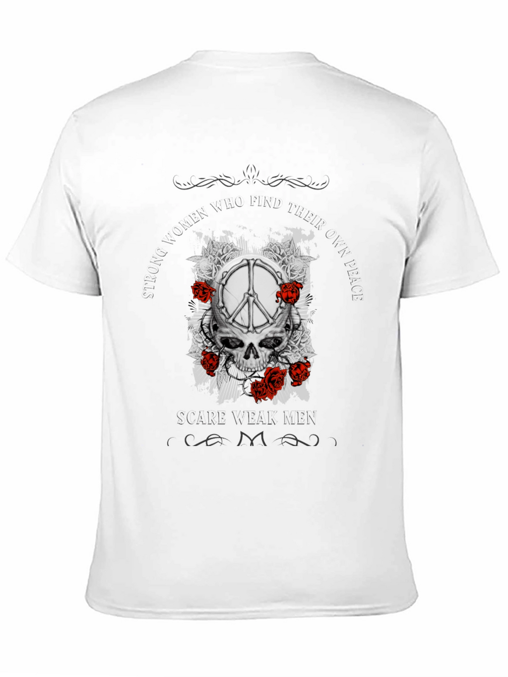 Skull & Peace Sign Graphic Print T-Shirt