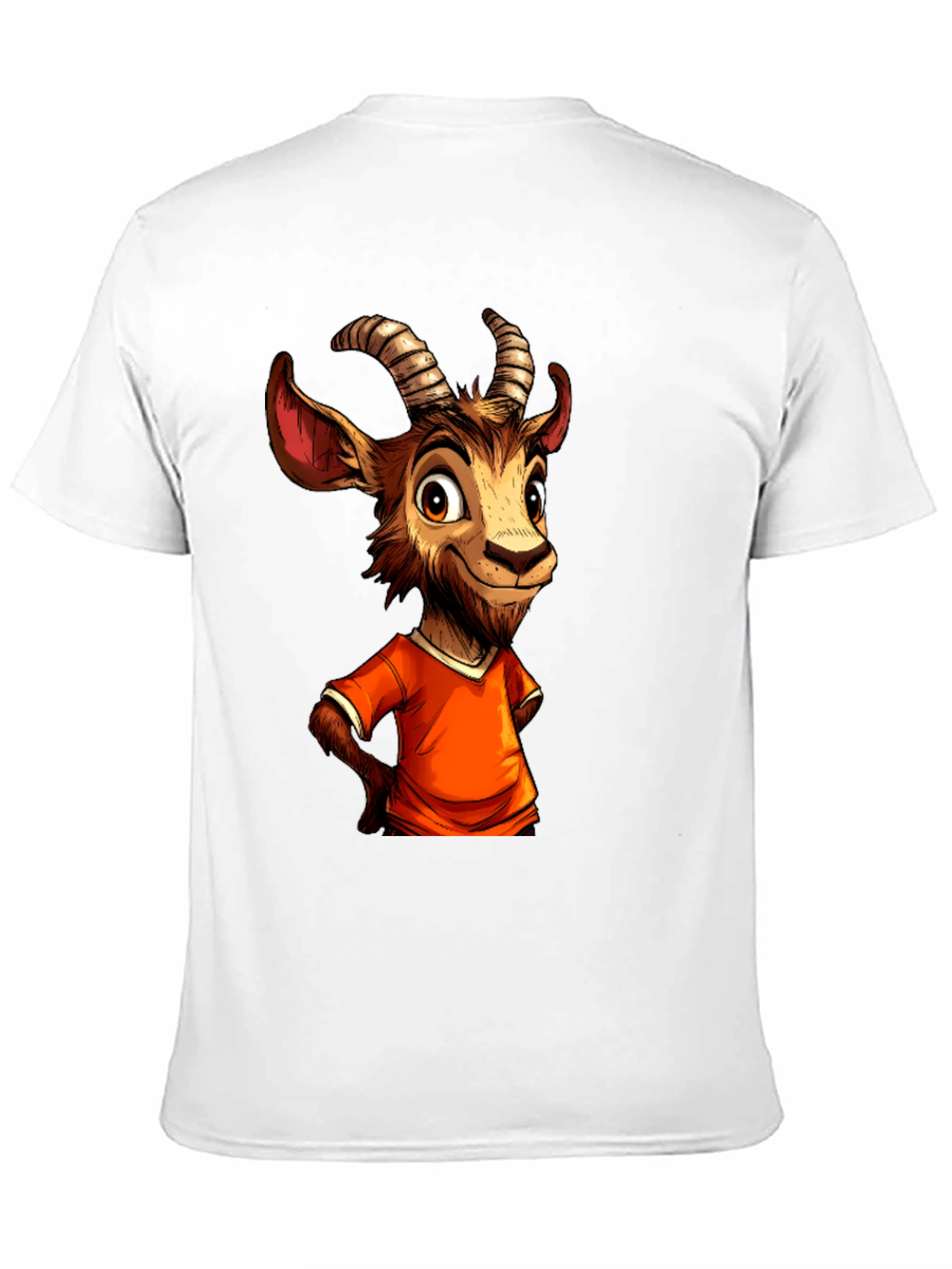 Cartoon Goat Graphic Tee - Black