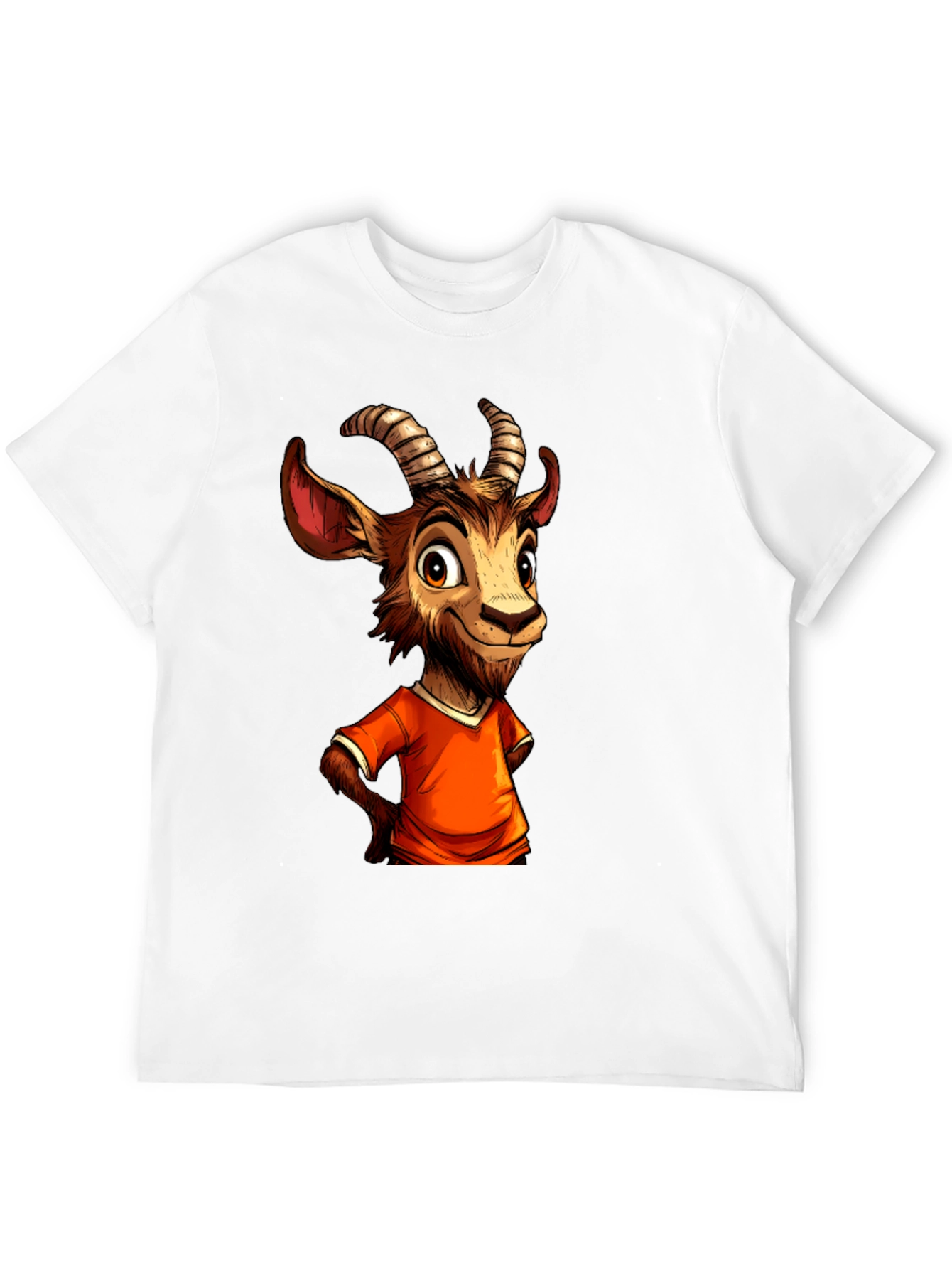 Cartoon Goat Graphic Tee - Black