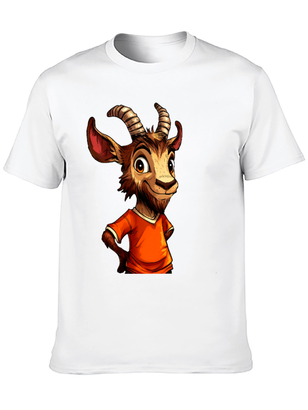Cartoon Goat Graphic Tee - Black
