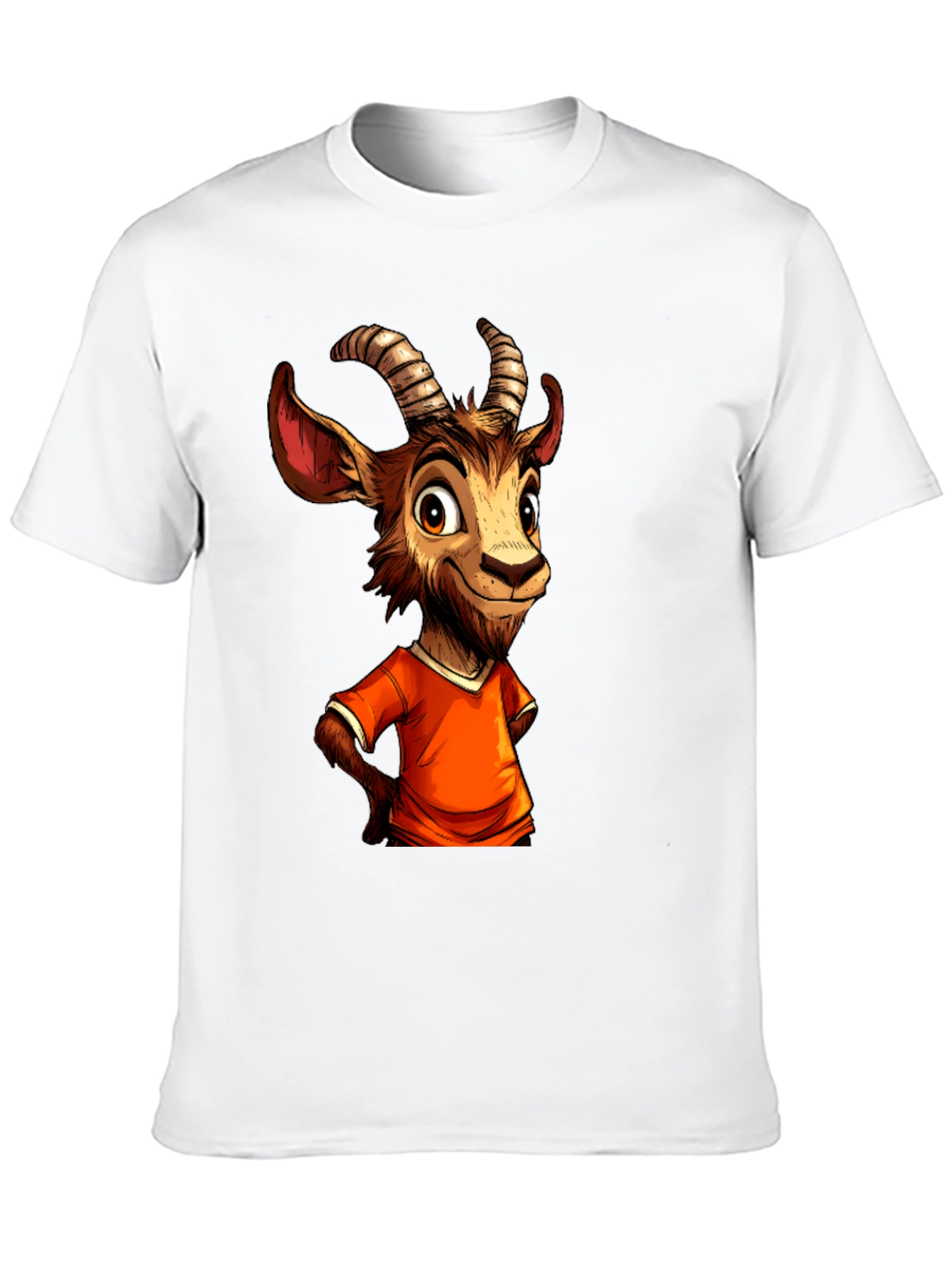 Cartoon Goat Graphic Tee - Black
