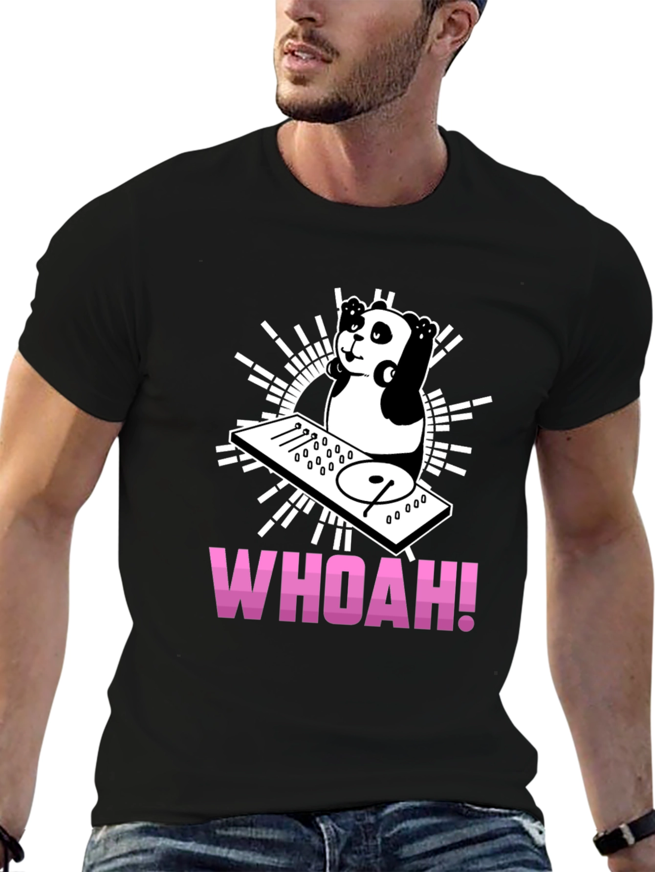 DJ Panda Graphic Tee - Black Cotton T-Shirt