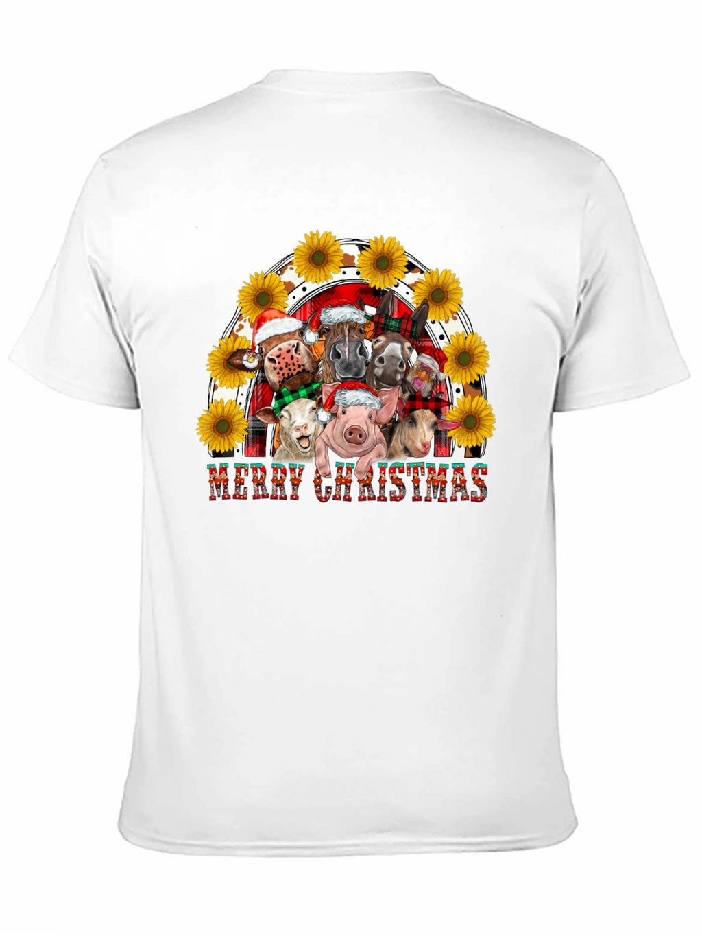 Merry Christmas Farm Animals Graphic Tee