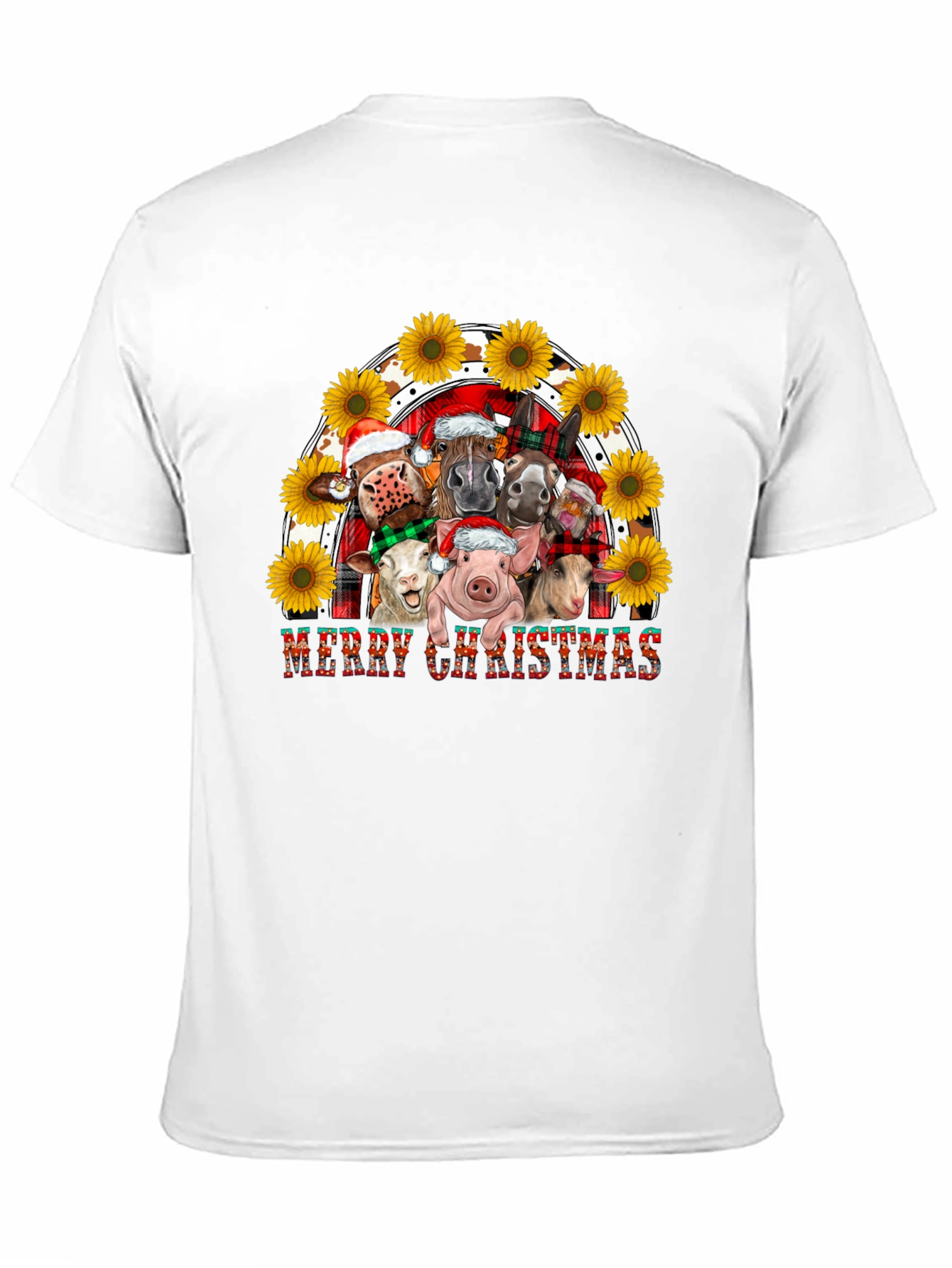 Merry Christmas Farm Animals Graphic Tee