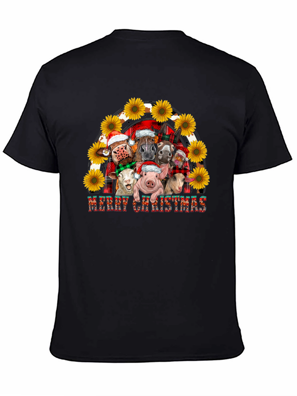 Merry Christmas Farm Animals Graphic Tee