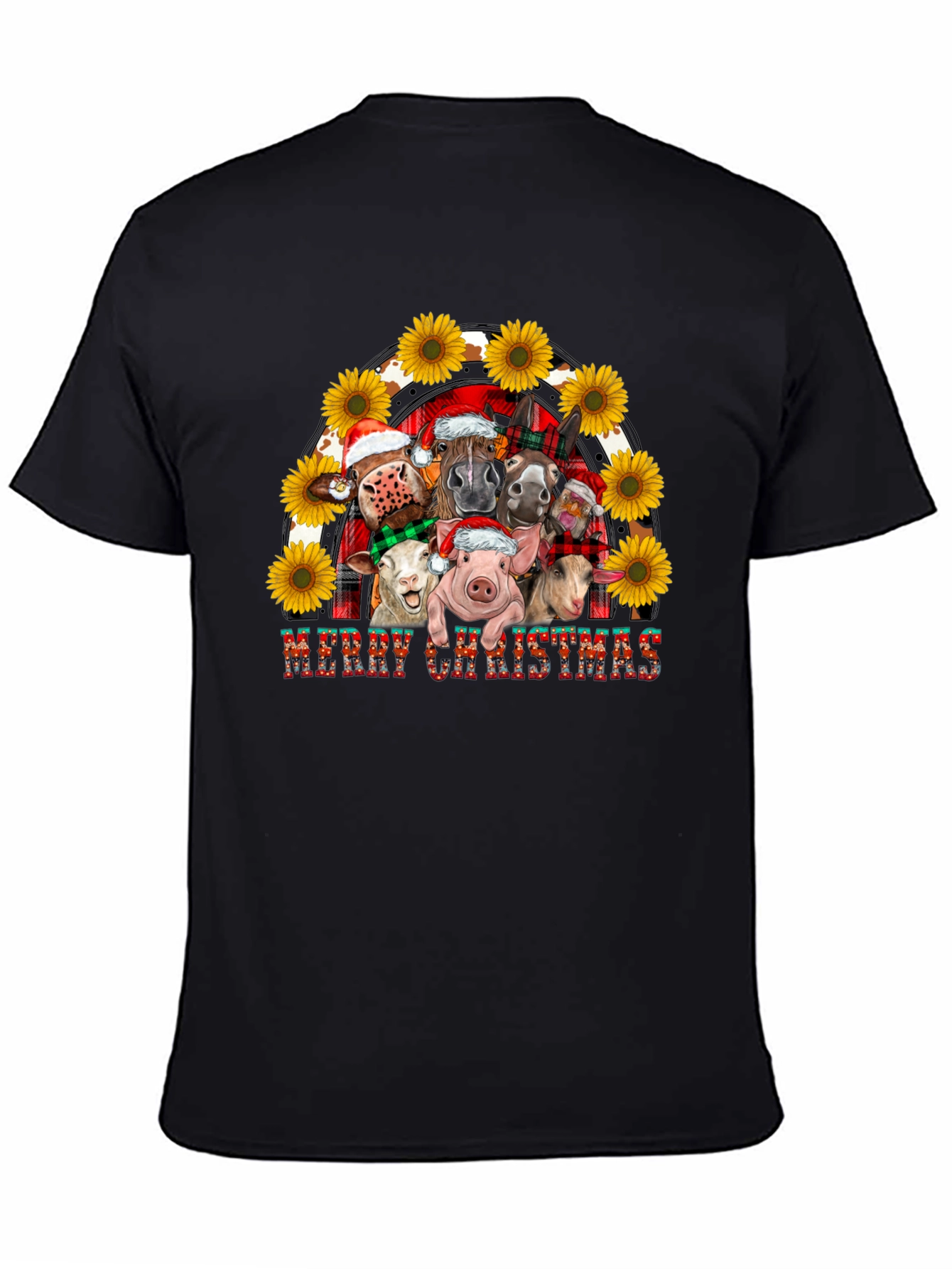 Merry Christmas Farm Animals Graphic Tee