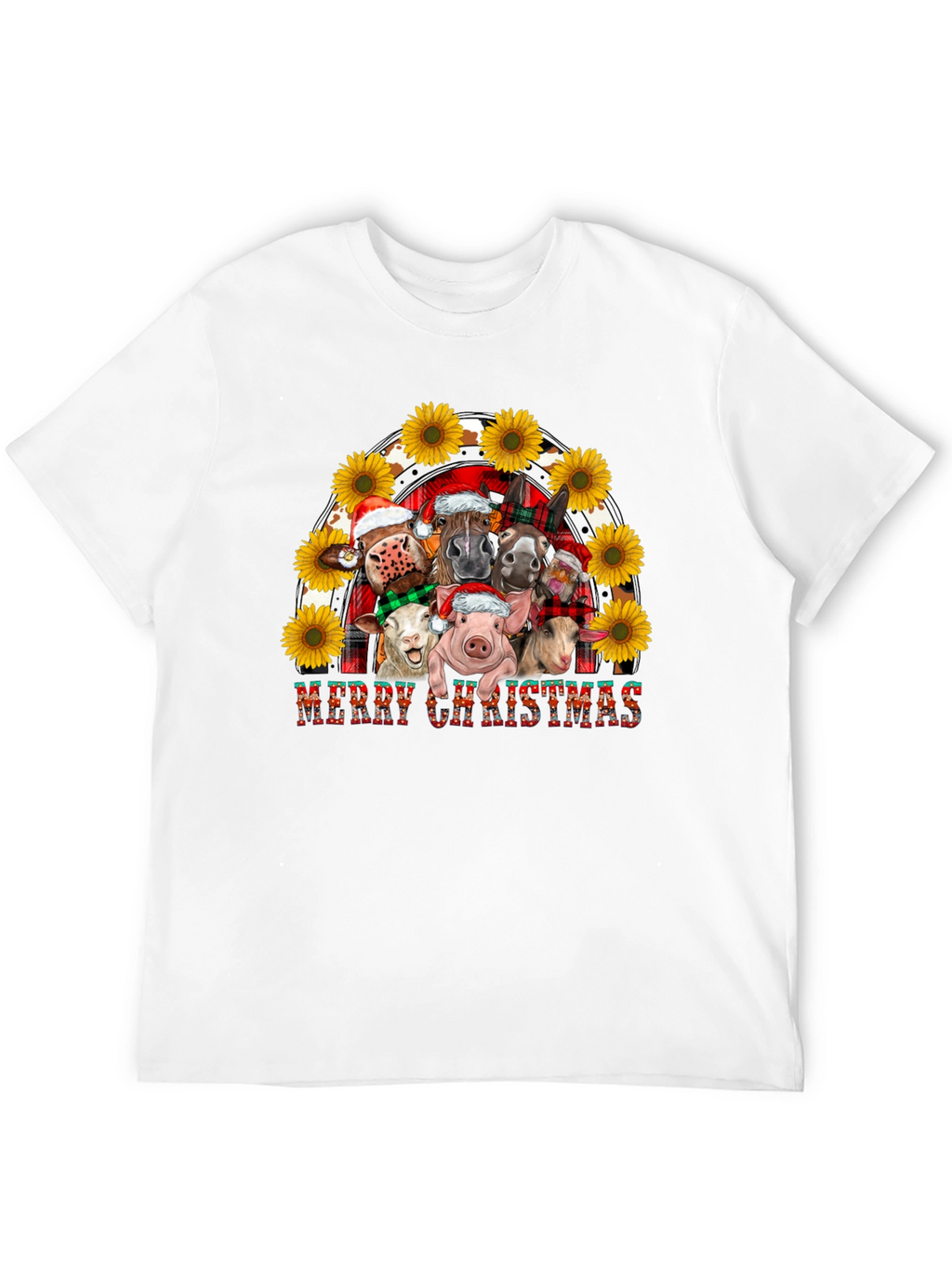 Merry Christmas Farm Animals Graphic Tee