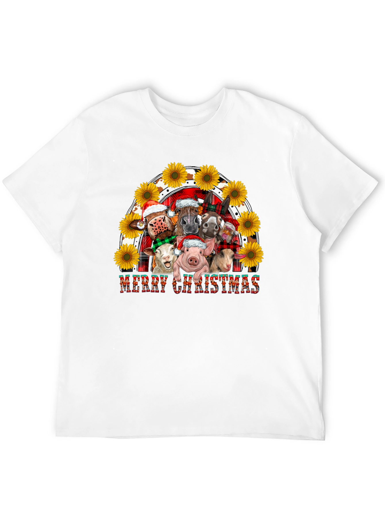 Merry Christmas Farm Animals Graphic Tee