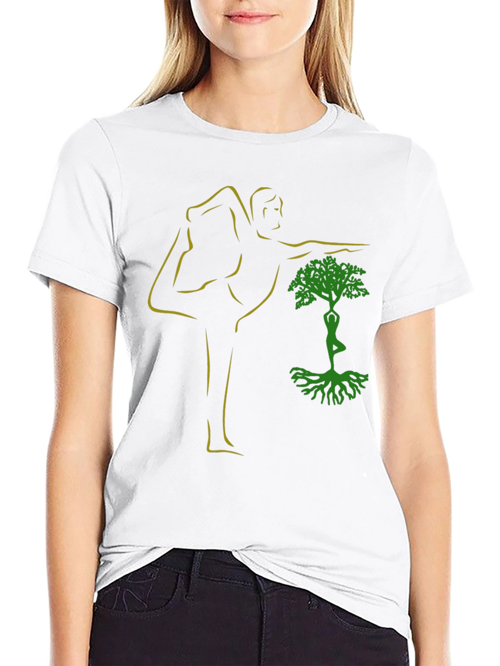 Yoga Tree Pose Graphic Black T-Shirt